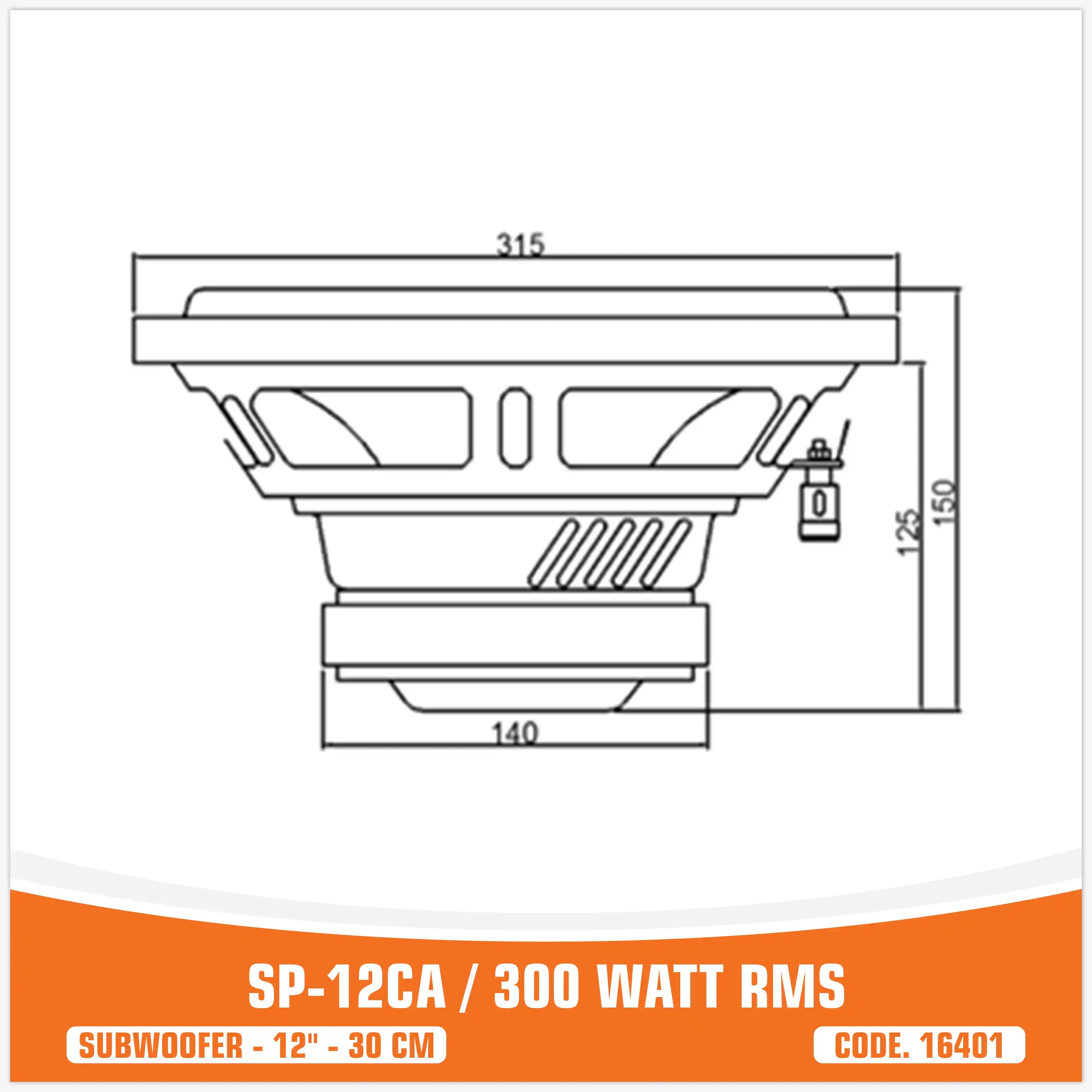 SP 12CA ENTRY LEVEL SUBWOOFER 12"/30CM 300W RMS (UNIT PRICE)