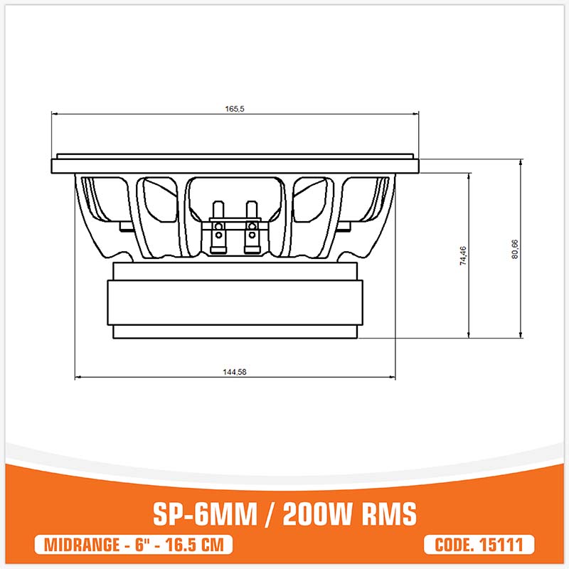 SP 6MM MIDRANGE EXTREME 6,5"/16,5CM 200W RMS (PAIR PRICE) NEW MODEL 2025