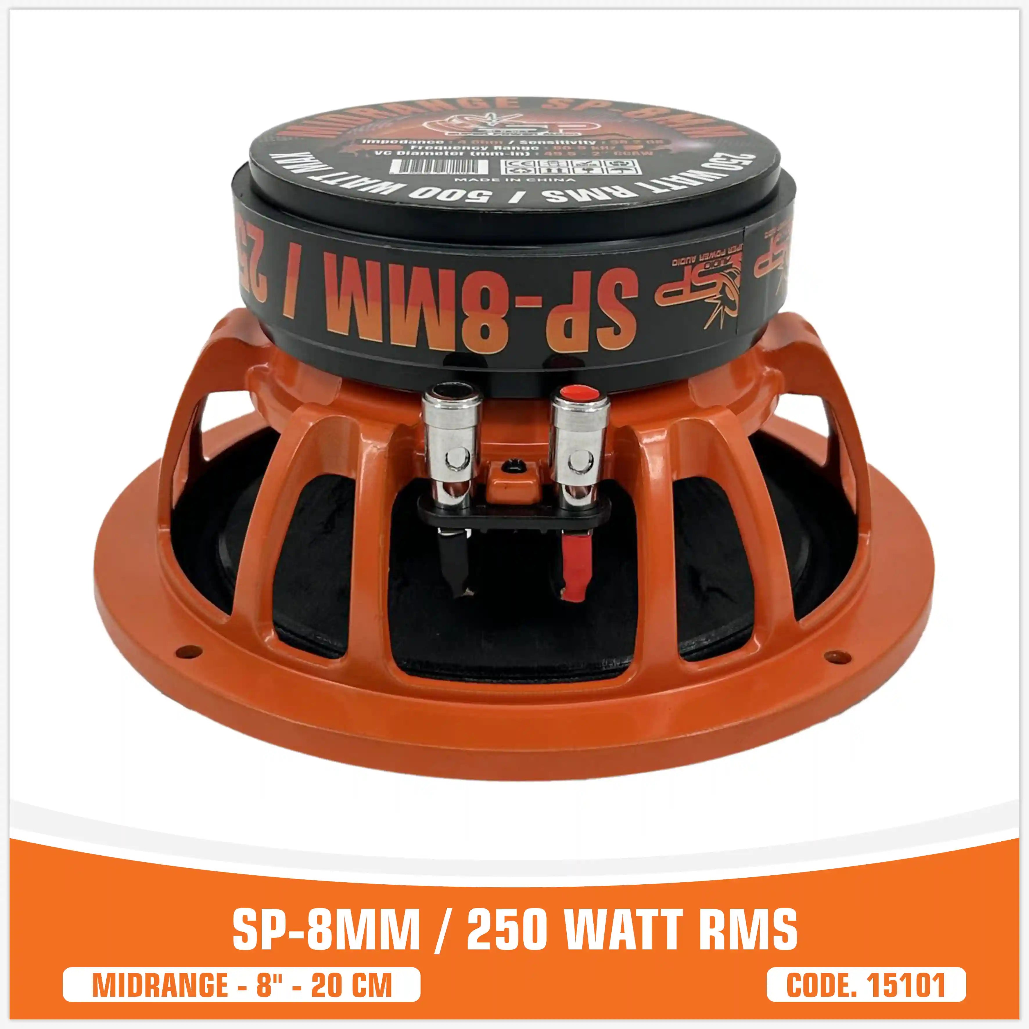 SP 8MM MEDIO RANGO EXTREMO 8"/20CM 250W RMS (PRECIO POR PAR) NUEVO MODELO 2025