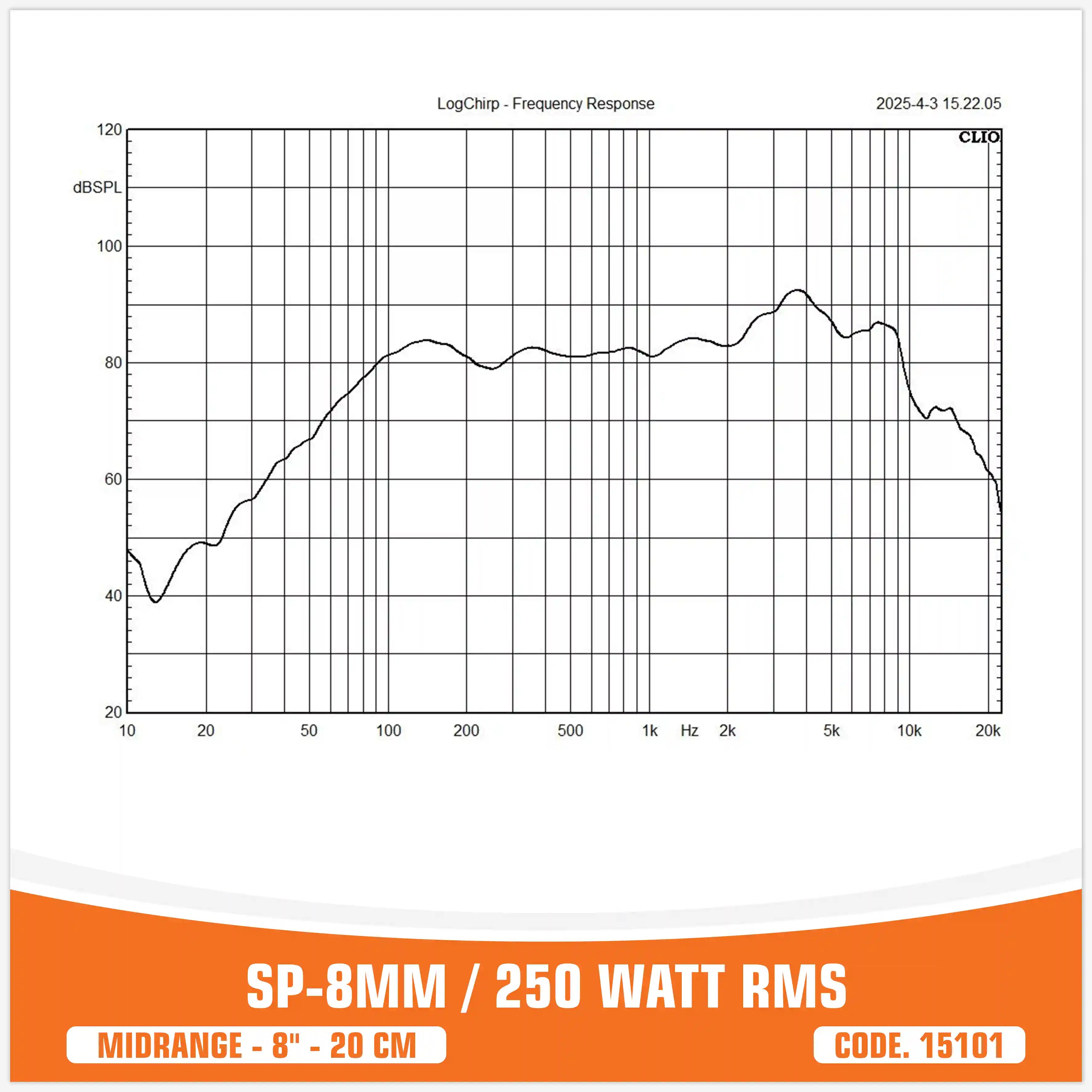SP 8MM MEDIO RANGO EXTREMO 8"/20CM 250W RMS (PRECIO POR PAR) NUEVO MODELO 2025