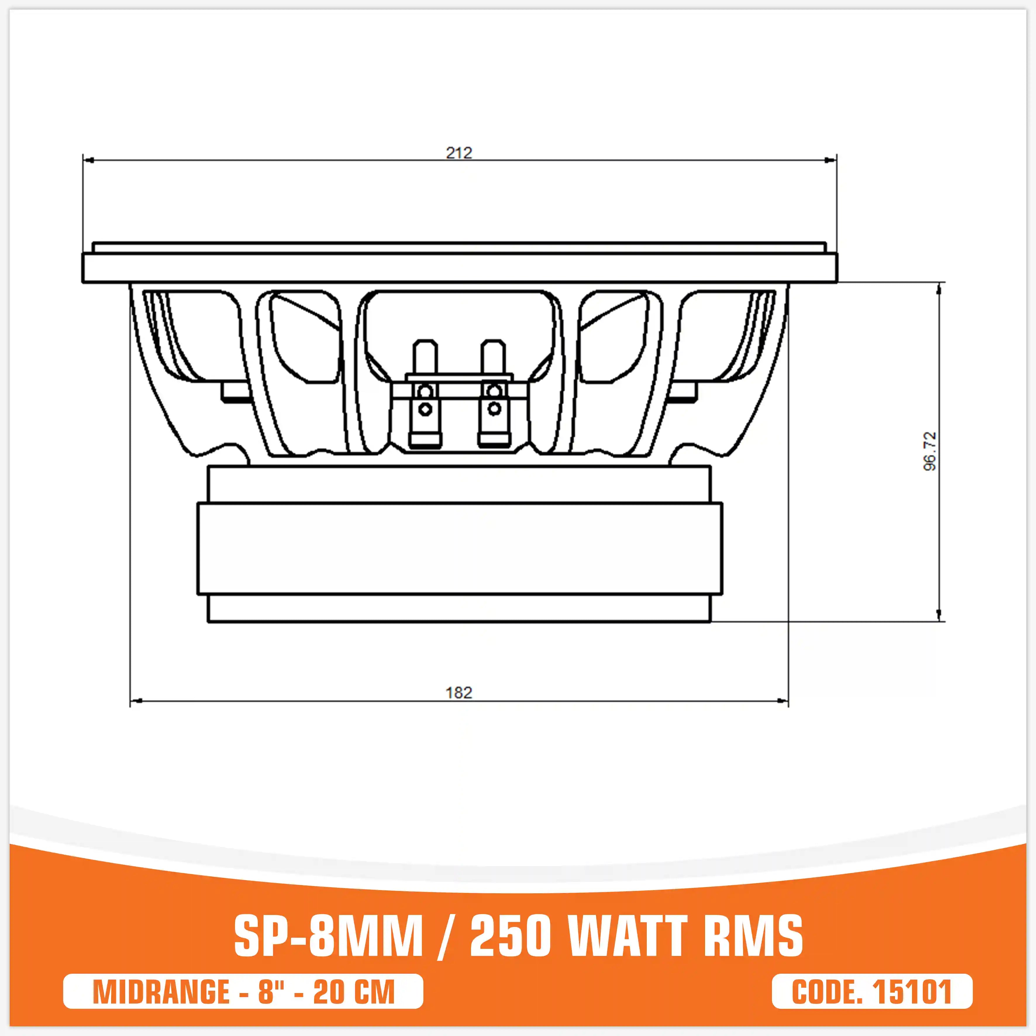 SP 8MM MIDRANGE EXTREME 8"/20CM 250W RMS (PAIR PRICE) NEW MODEL 2025