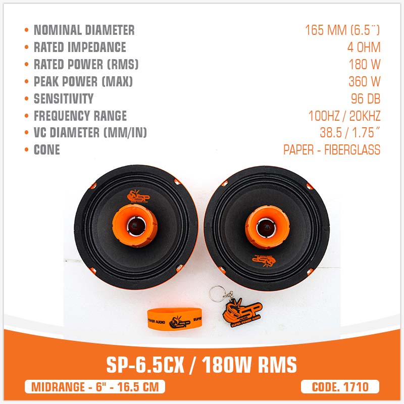 SP 6.5CM HAUT-PARLEUR BAS MEDIUM LE MEILLEUR VENDEUR 6,5"/16,5CM 100W RMS (PRIX DE LA PAIRE)