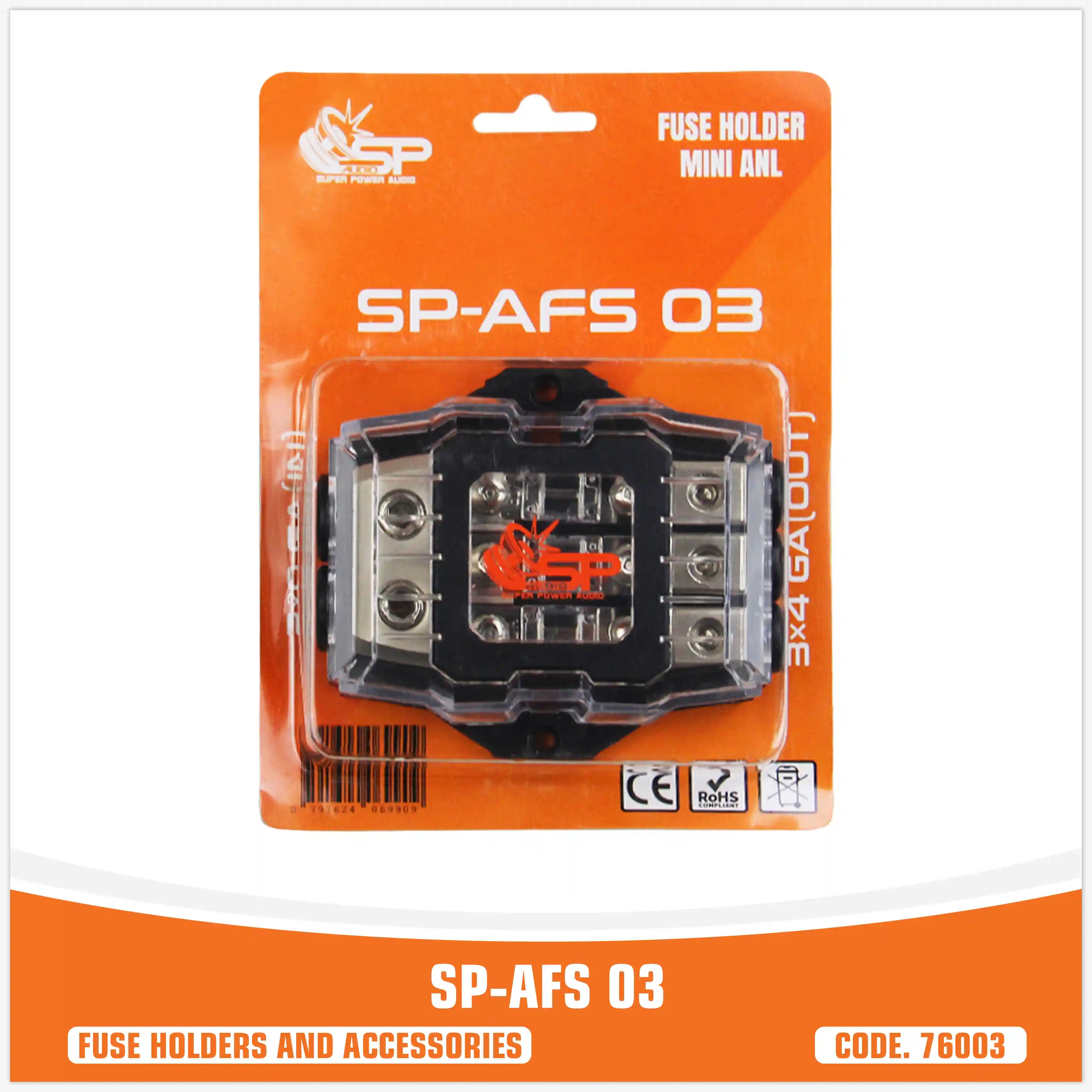 SP AFS 03 FUSEHOLDER MINI ANL 2x0GA IN 3x4GA OUT