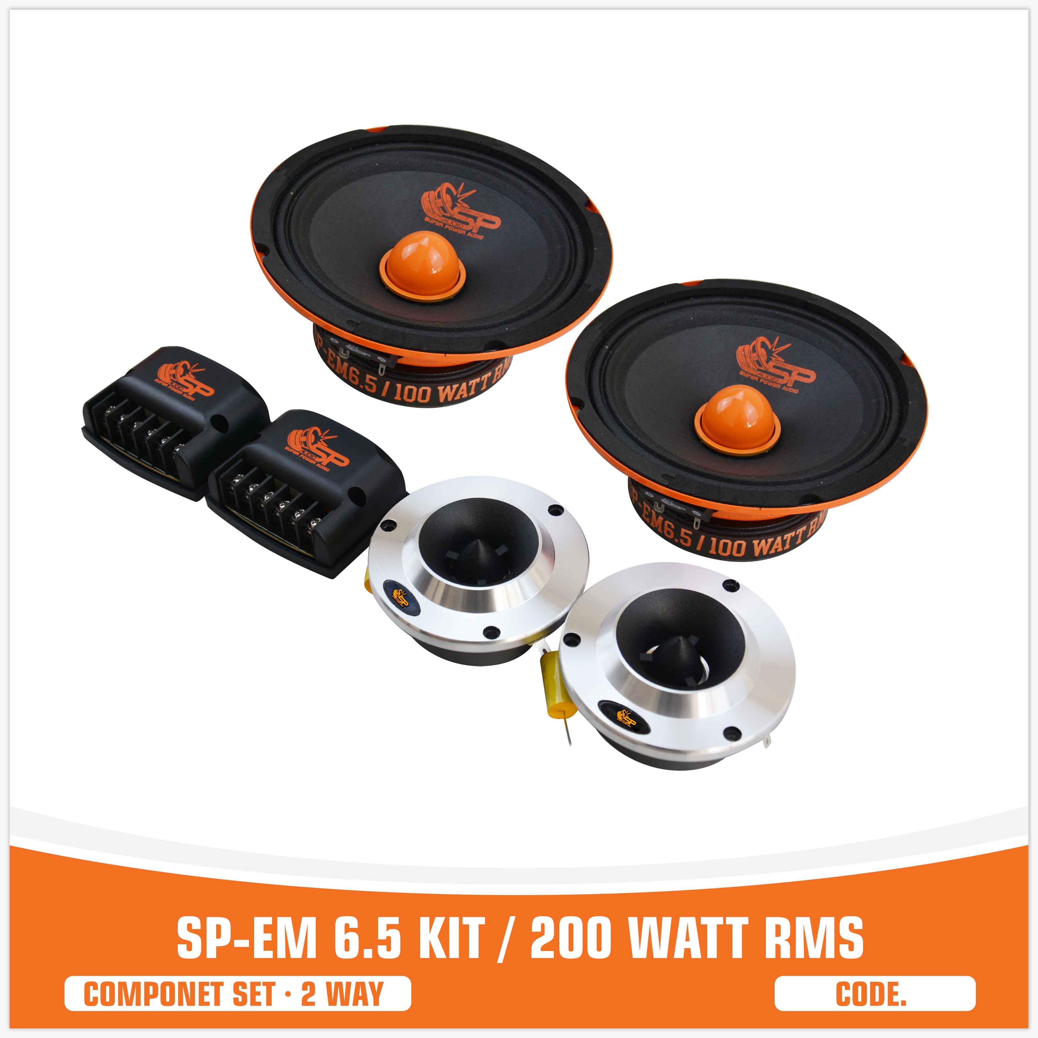SP EM 6.5KIT 2 WAY 2 WOOFER +2 TW + 2 CROSS 200W RMS (KIT PRICE)