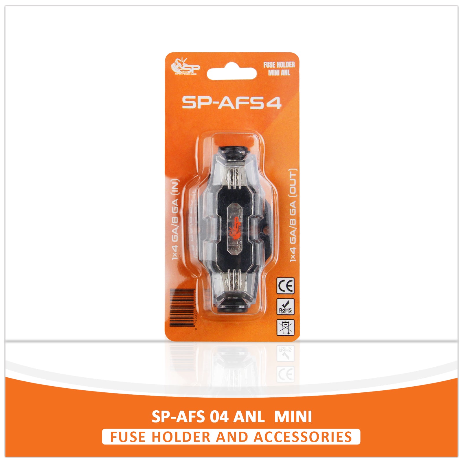 SP AFS4 FUSEHOLDER MINI ANL 1x4GA/8GA IN + 1x4/8 GA OUT