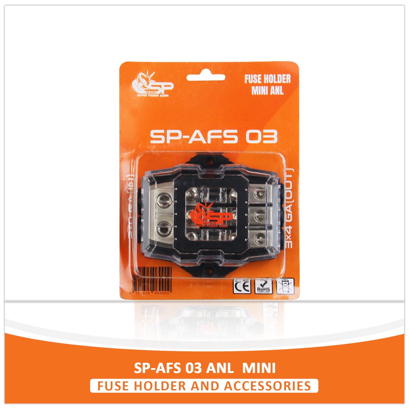 SP AFS 03 FUSEHOLDER MINI ANL 2x0GA IN 3x4GA OUT