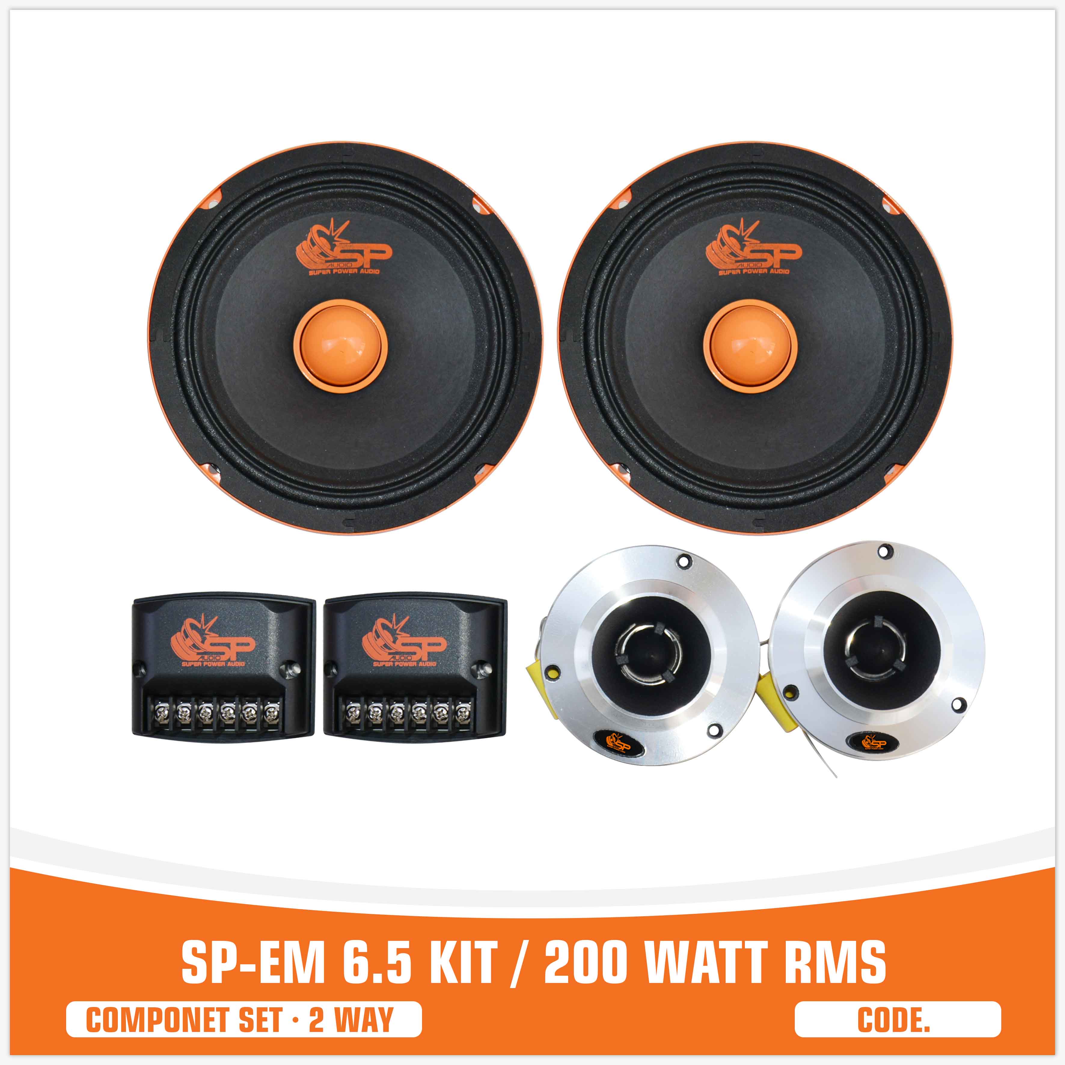 SP EM 6.5KIT 2 WAY 2 WOOFER +2 TW + 2 CROSS 200W RMS (KIT PRICE)