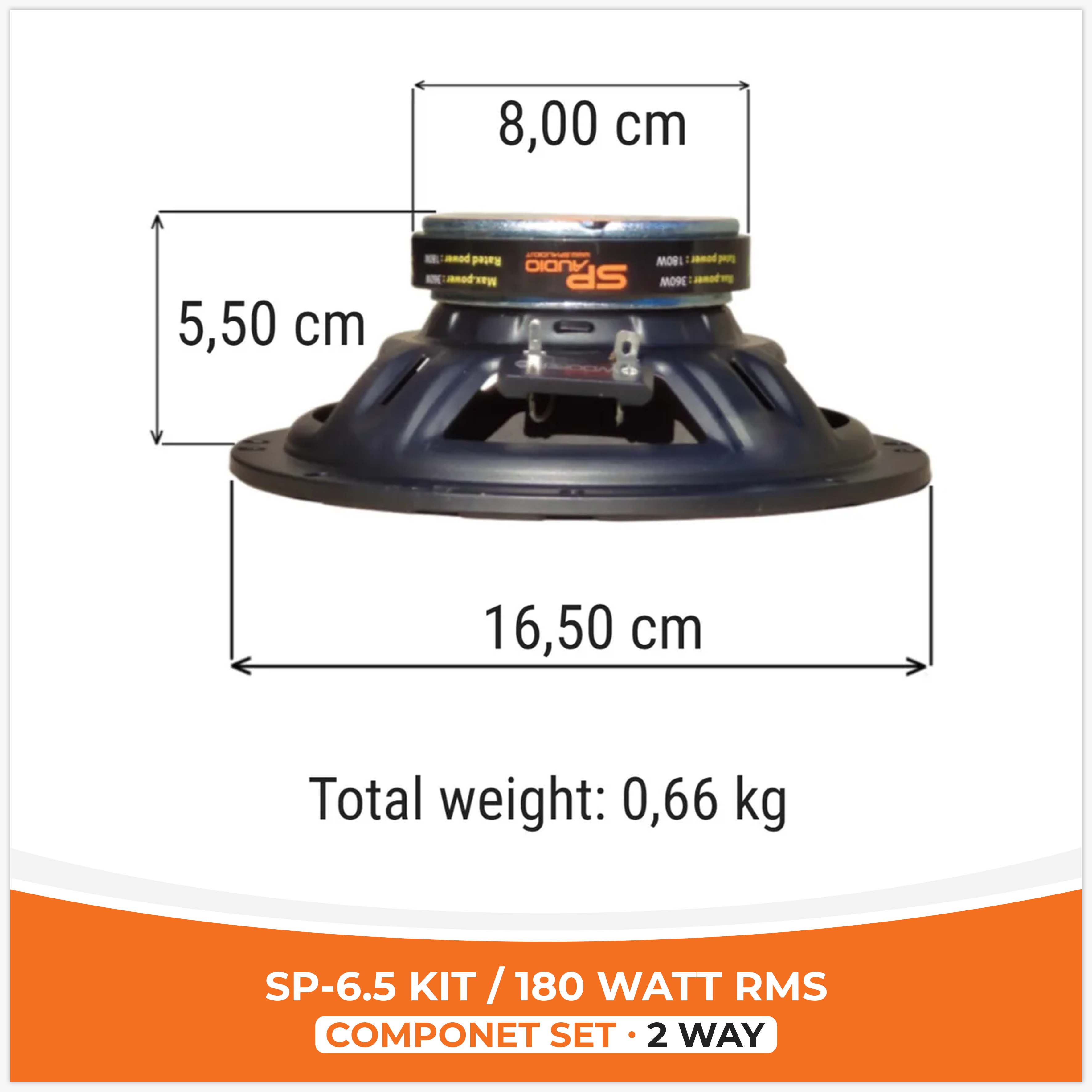 (SP 6.5KIT 2 WAY)
(2 WOOFER +2 TW + 2 CROSS)
(180W RMS)
(قیمت کیت)
