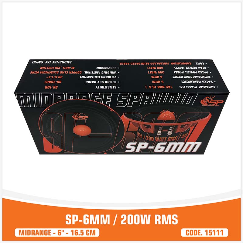 SP 6MM MIDRANGE EXTREME 6,5"/16,5CM 200W RMS (PAIR PRICE) NEW MODEL 2025