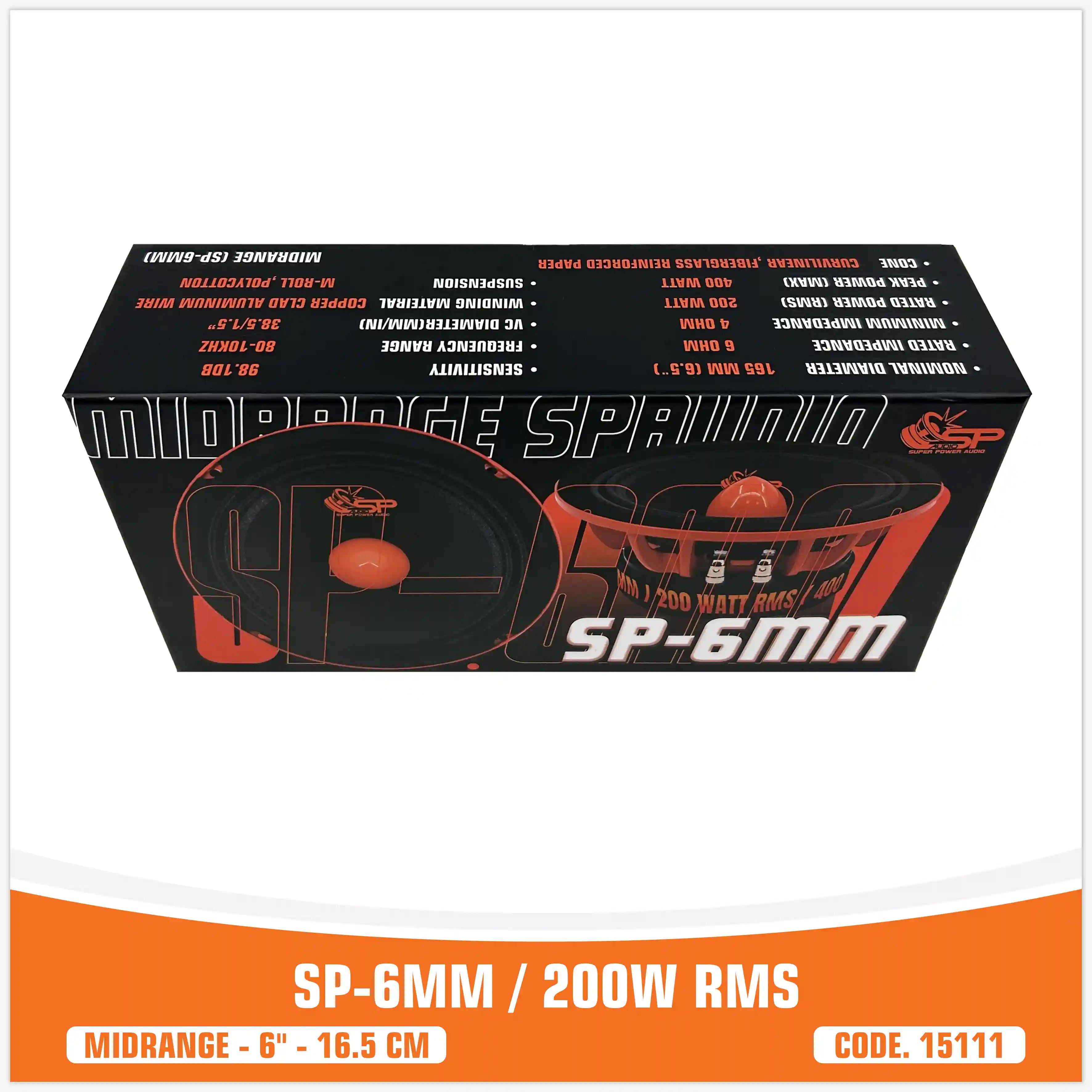 SP 8MM HAUT-PARLEUR BAS MEDIUM EXTRÊME 6,5"/16,5CM 200W RMS (PRIX DE LA PAIRE)