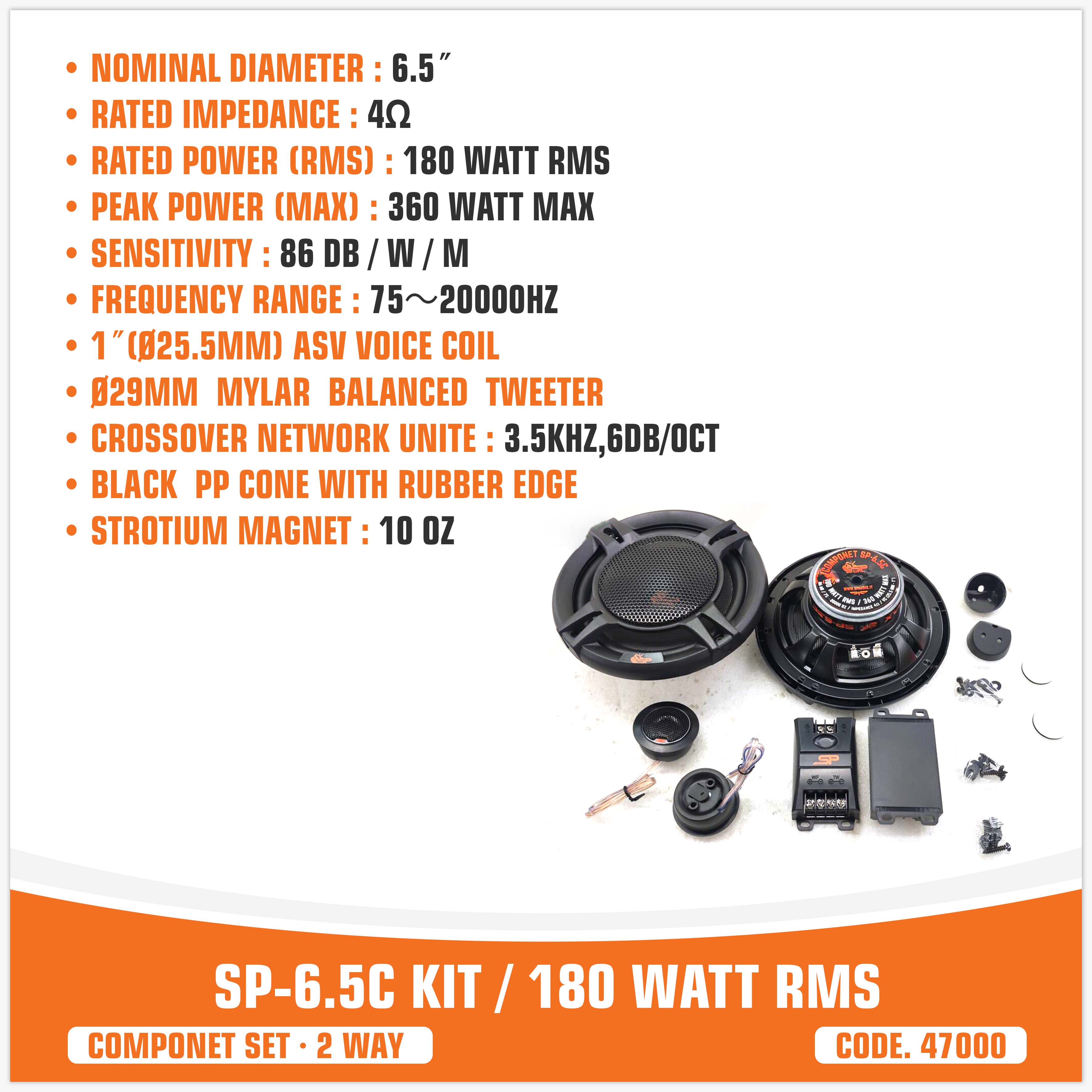 SP 6.5C 2 VOIES 2 HAUT-PARLEUR +2 TW + 2 CROSS (PRIX DU KIT)