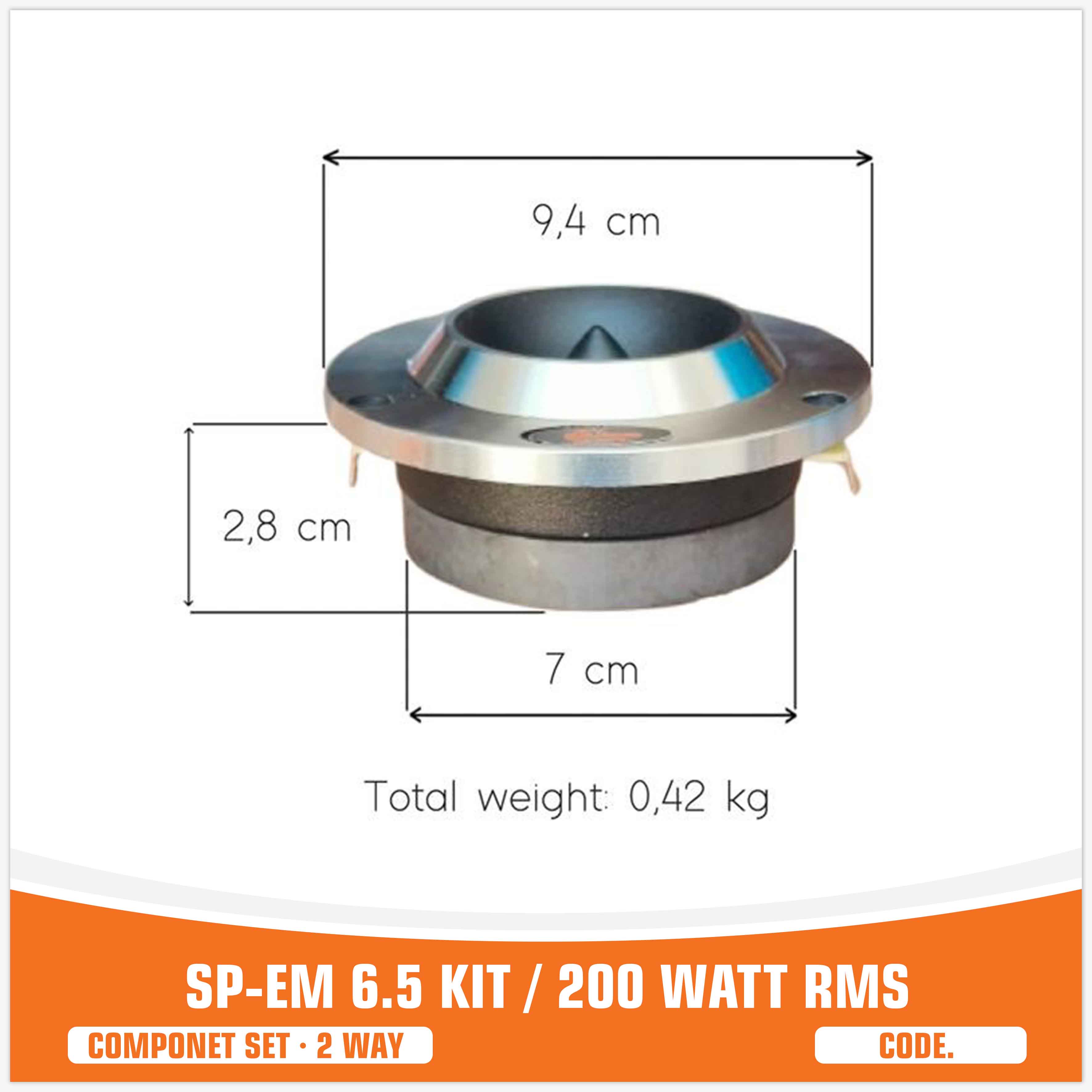 SP EM 6.5KIT 2 WAY 2 WOOFER +2 TW + 2 CROSS 200W RMS (KIT PRICE)