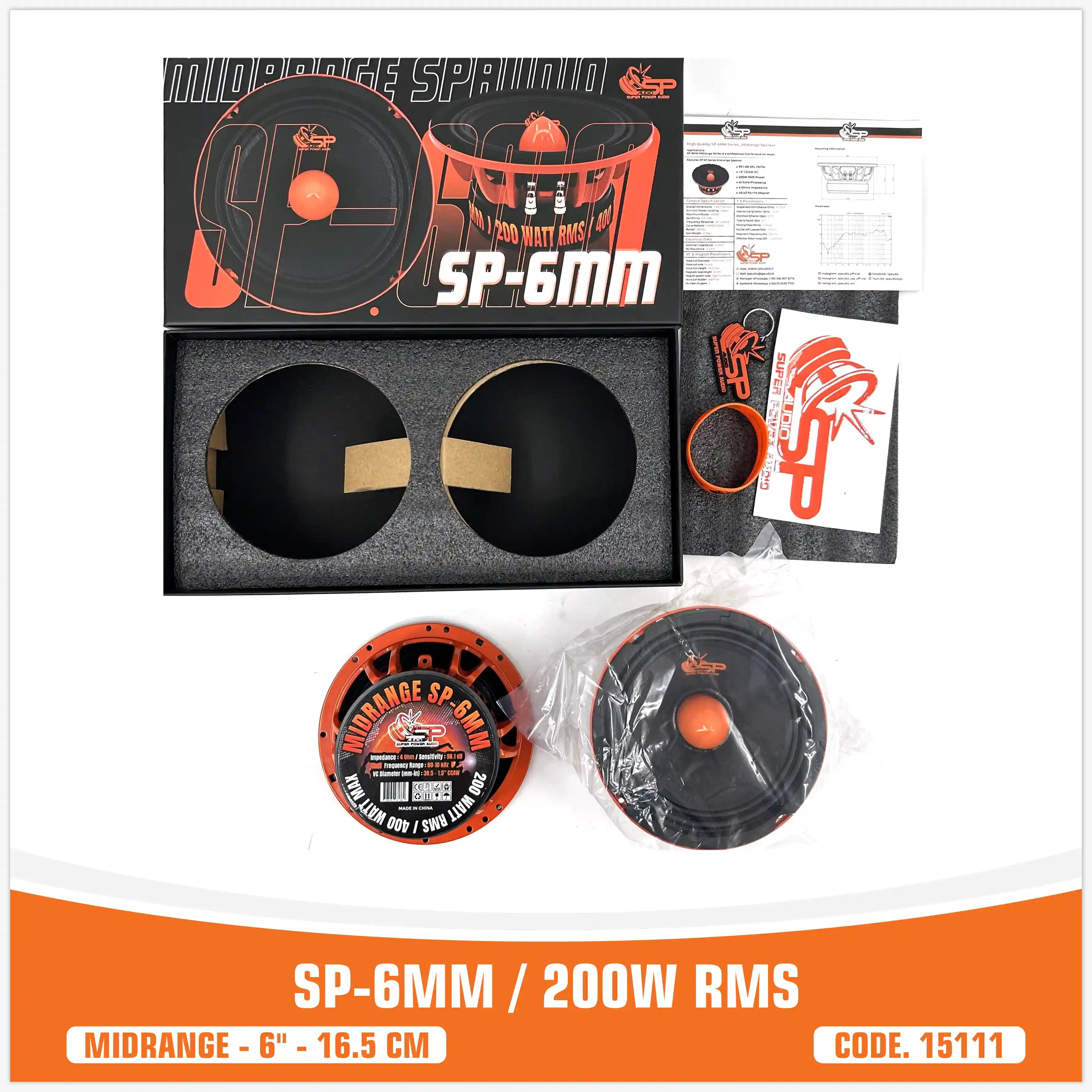 SP 8MM HAUT-PARLEUR BAS MEDIUM EXTRÊME 6,5"/16,5CM 200W RMS (PRIX DE LA PAIRE)
