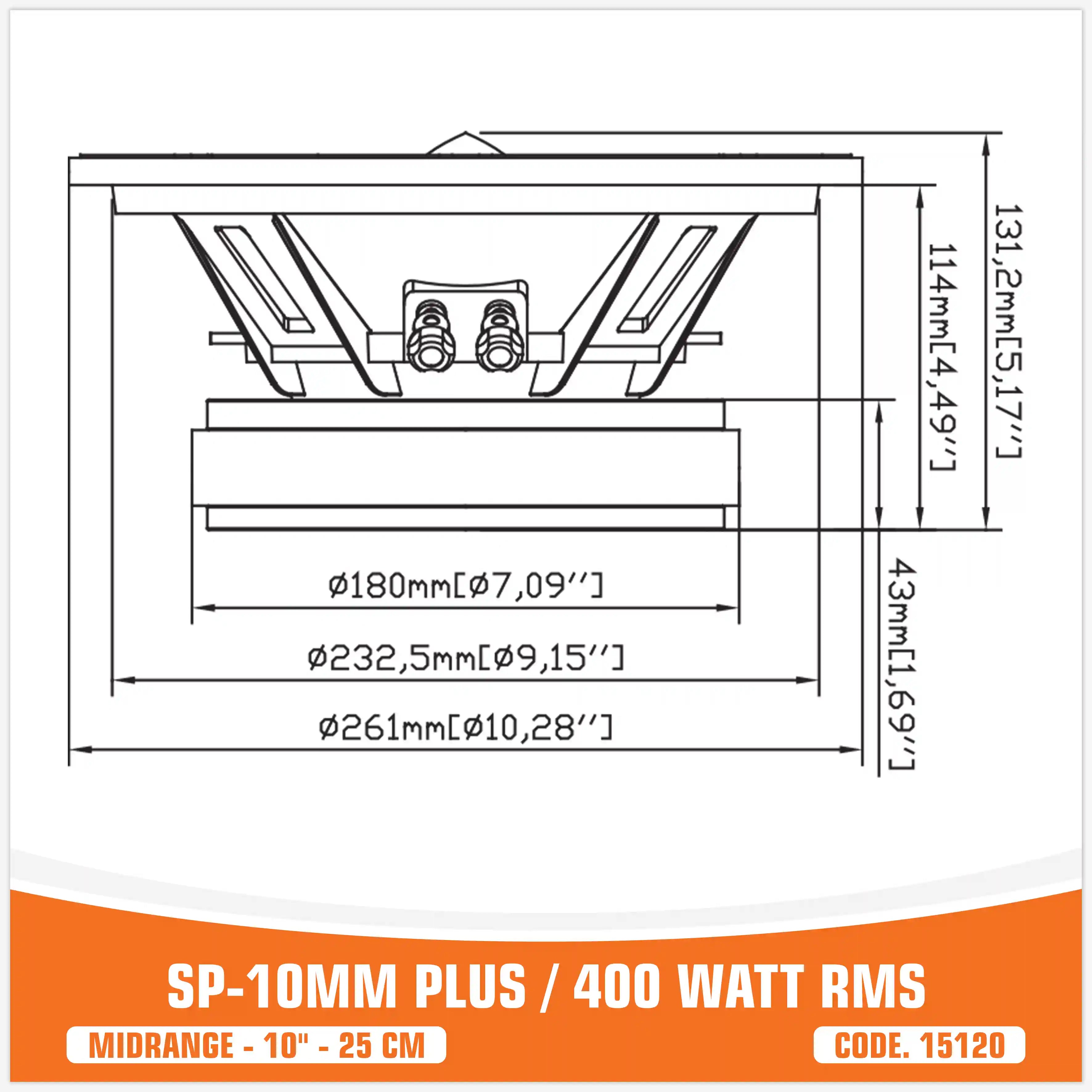 SP 10MM PLUS HAUT-PARLEUR BAS MEDIUM EXTRÊME 10"/25CM 400W RMS GRAND MODÈLE (PRIX UNIQUE)
