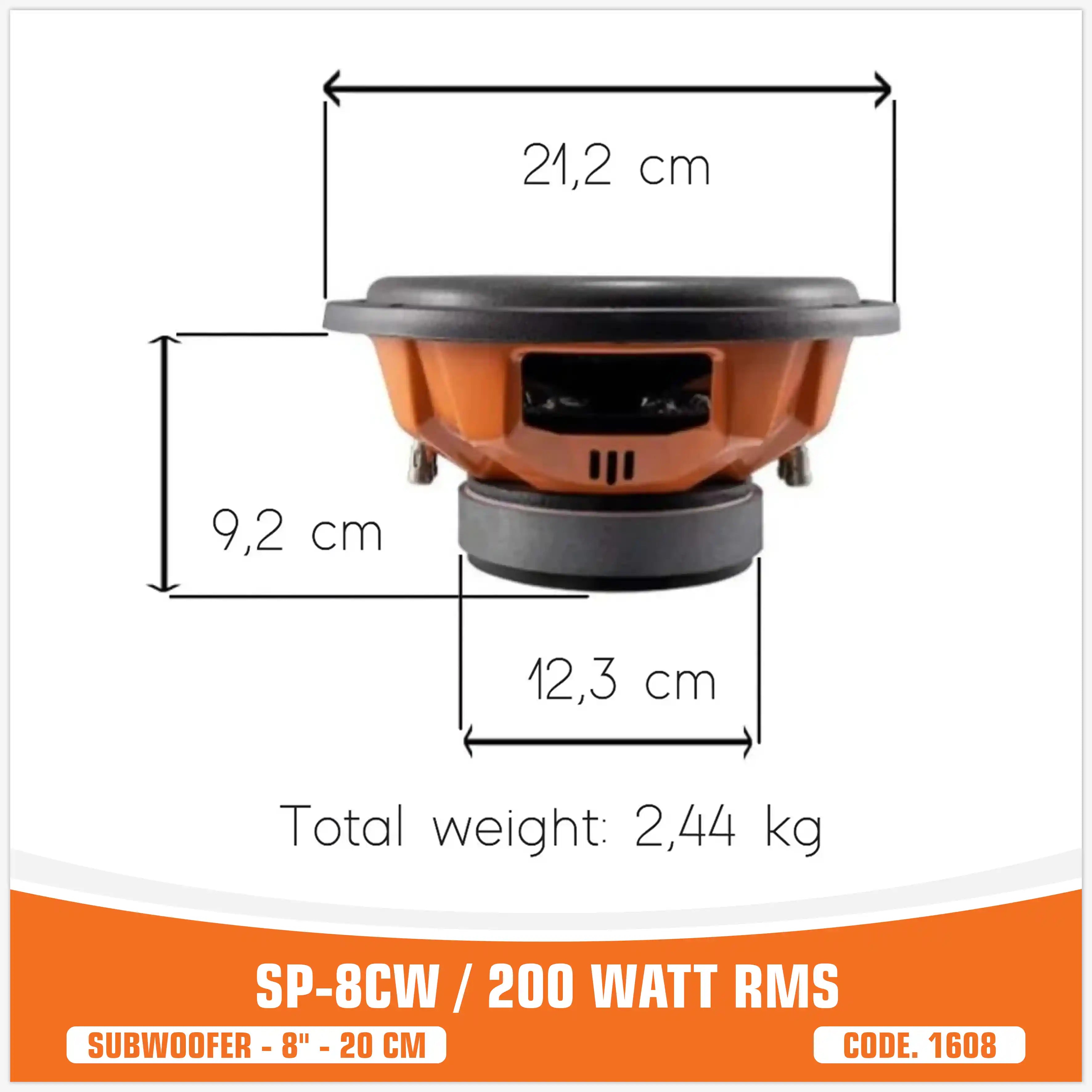 SP 8CW MIGLIOR PREZZO SUBWOOFER 8"/20CM 200WATT RMS (PREZZO SINGOLO)