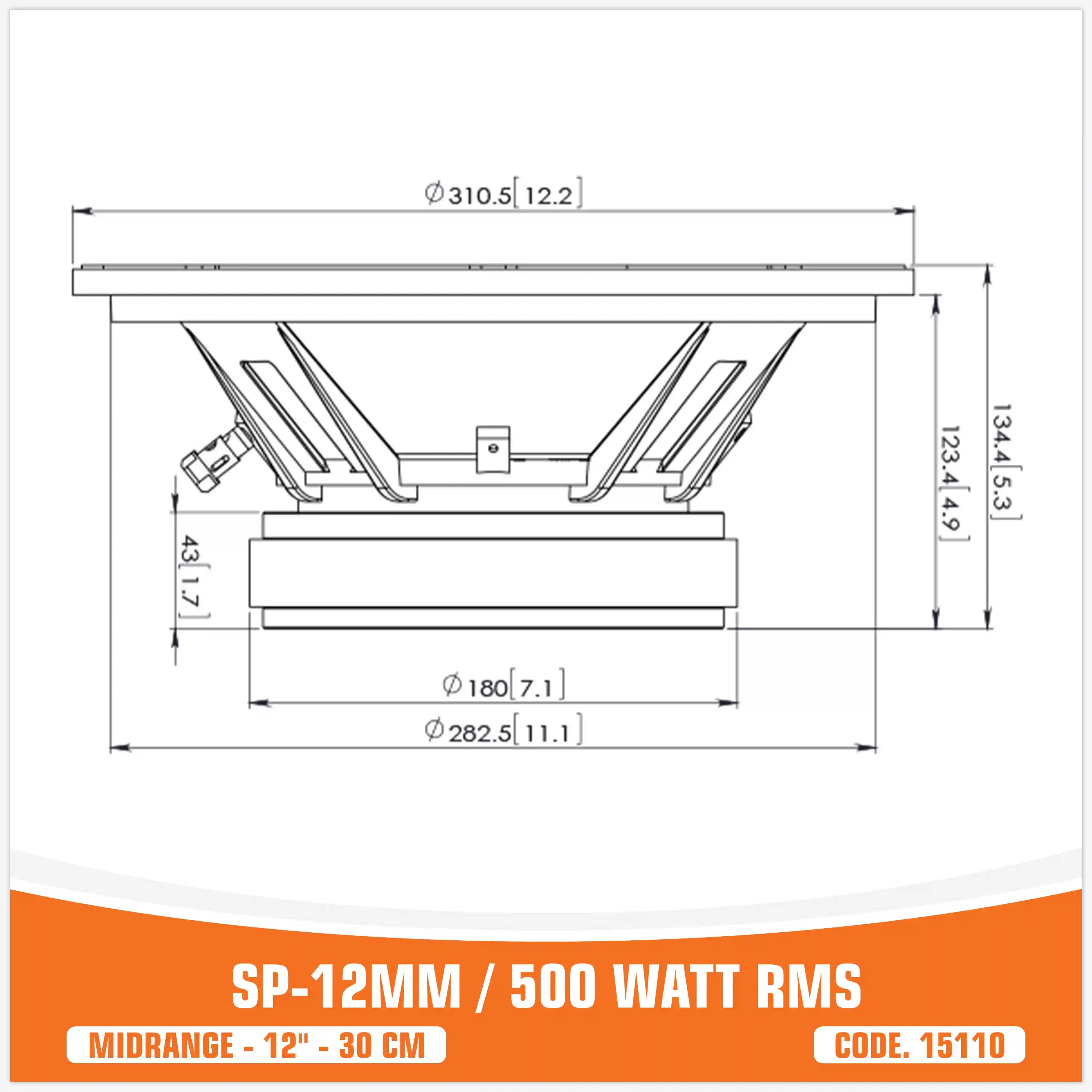SP 12MM MIDRANGE EXTREME 12"/30CM 500W RMS (UNIT PRICE)