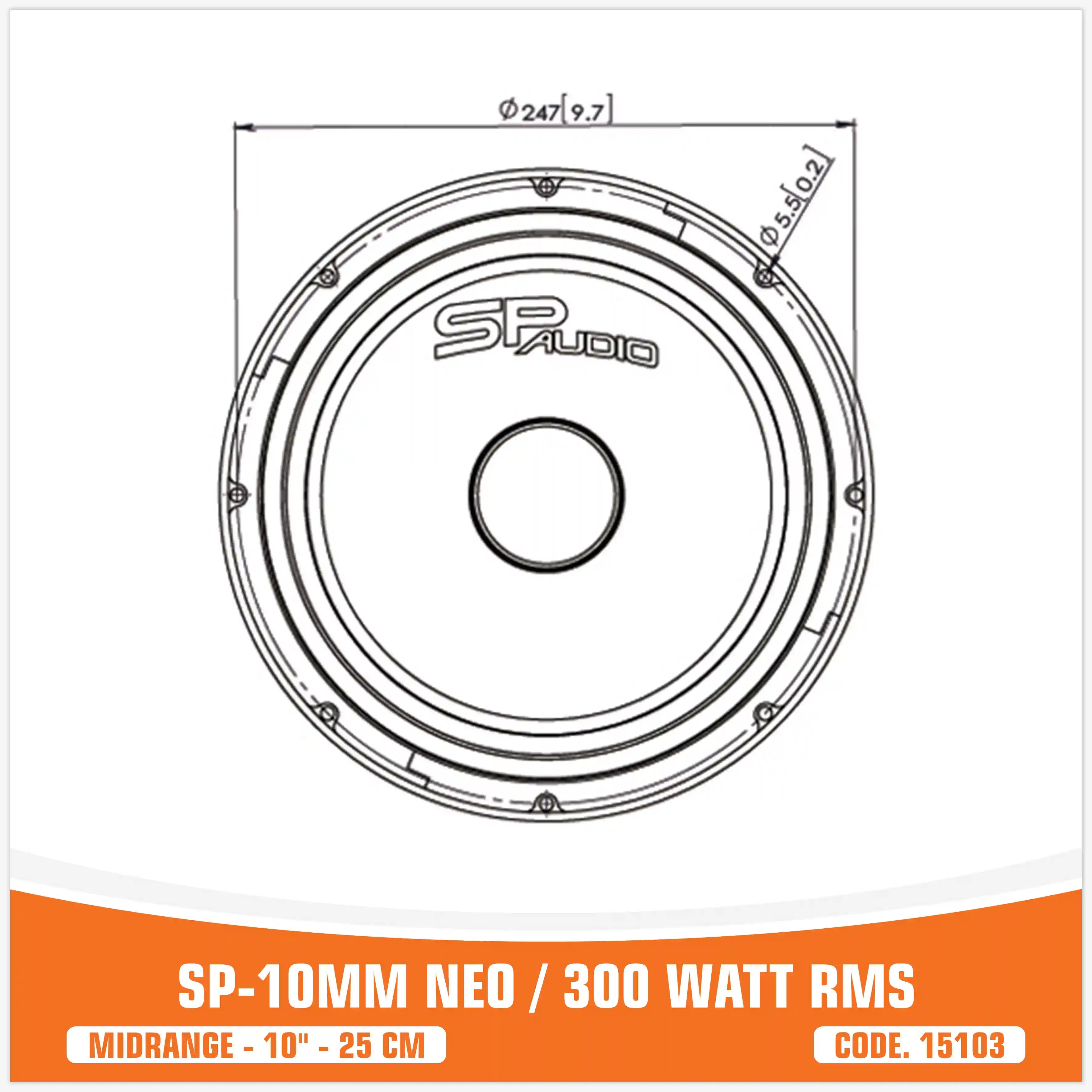SP 10MM NEO HAUT-PARLEUR BAS MEDIUM EXTRÊME 10"/25CM NÉO AIMANT 300W RMS (PRIX UNIQUE)