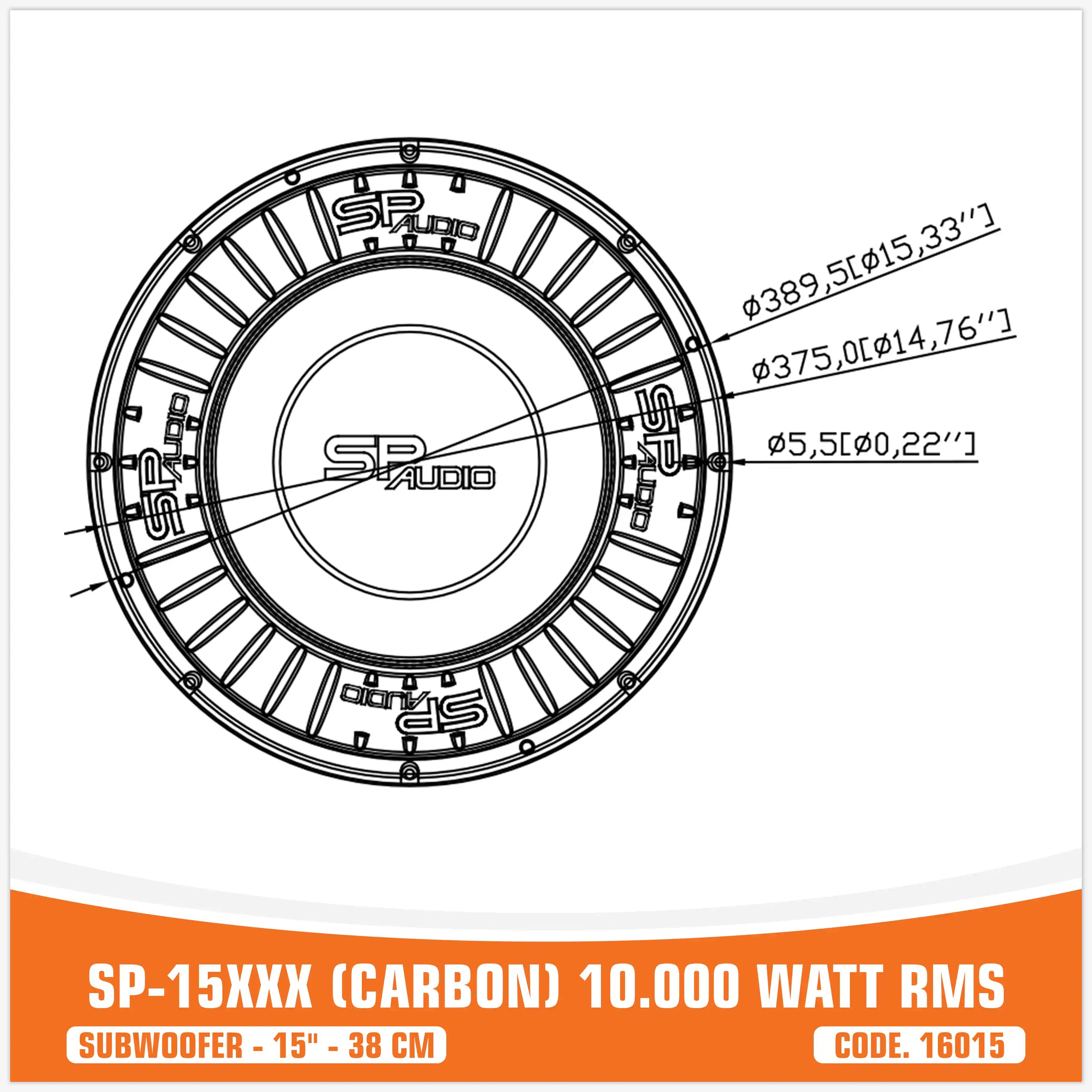 SP 15XXX CARBON FIBERS SUBWOOFER 15"/38CM 10000W RMS (UNIT PRICE)