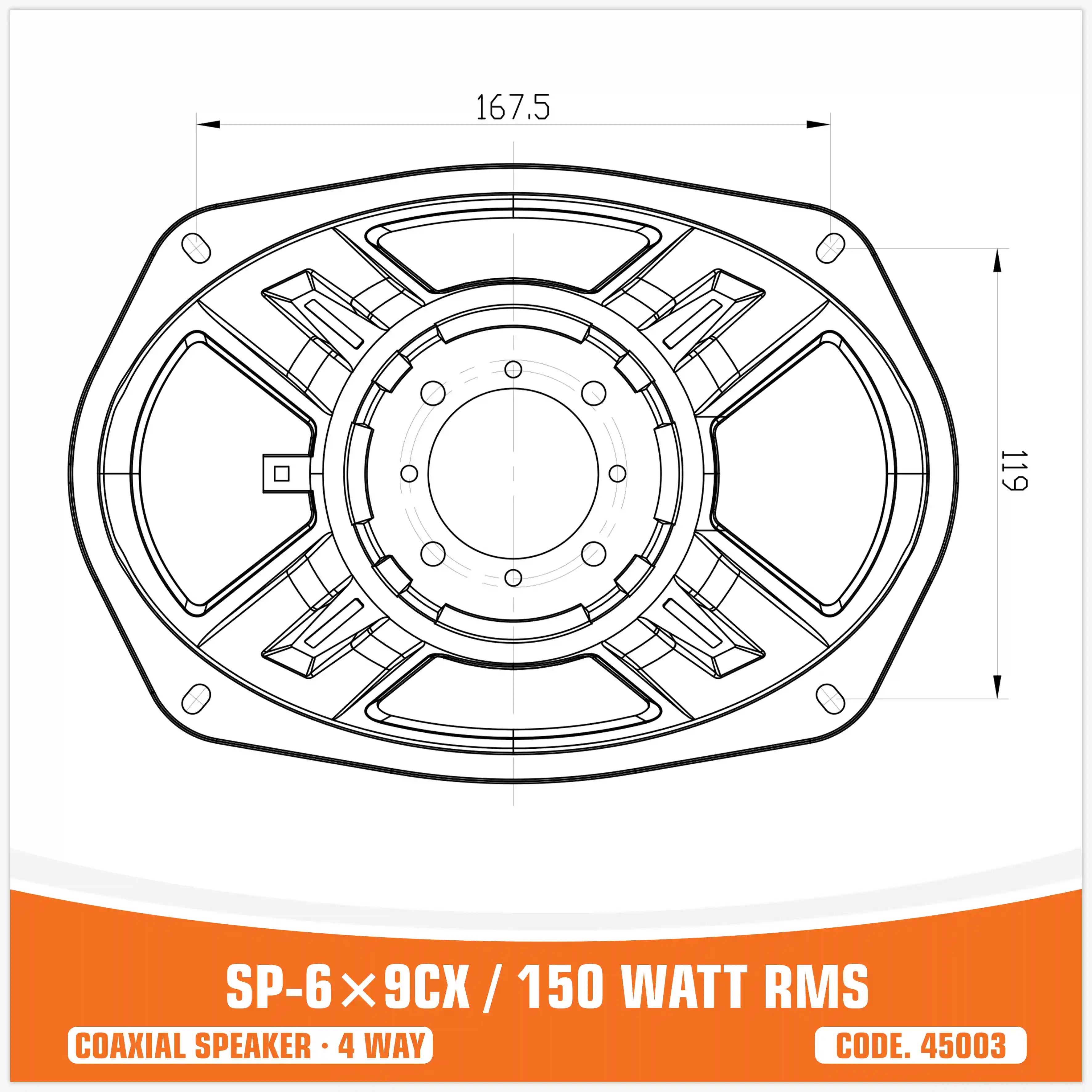 SP 6X9CX COAXIAL SPEAKERS 6X9"/16X22CM 150W RMS (PAIR PRICE)