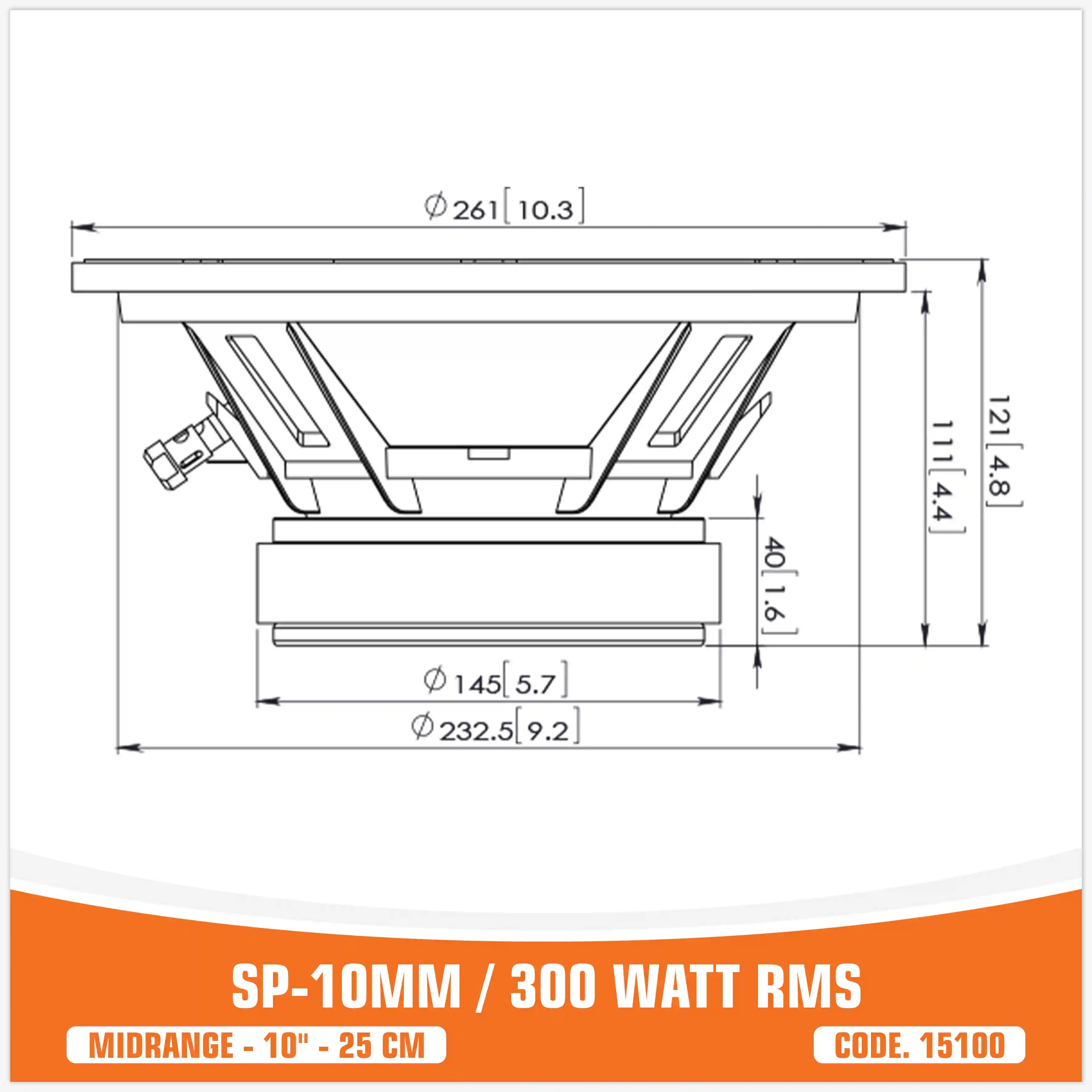 SP 10MM HAUT-PARLEUR BAS MEDIUM EXTRÊME 10"/25CM 300W RMS (PRIX UNIQUE)