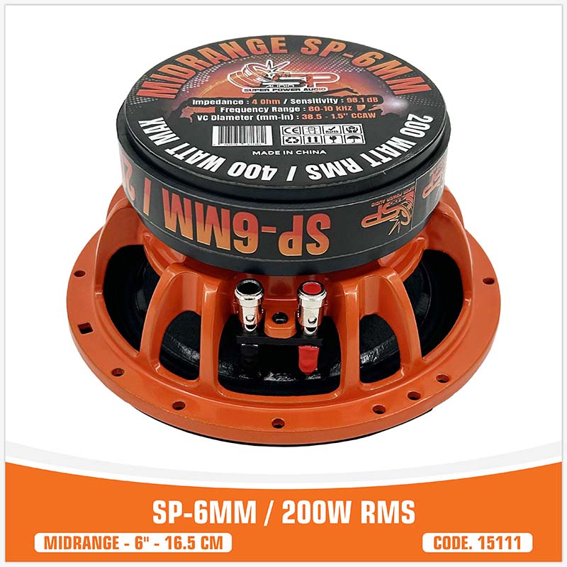 SP 6MM MIDRANGE EXTREME 6,5"/16,5CM 200W RMS (PAIR PRICE) NEW MODEL 2025