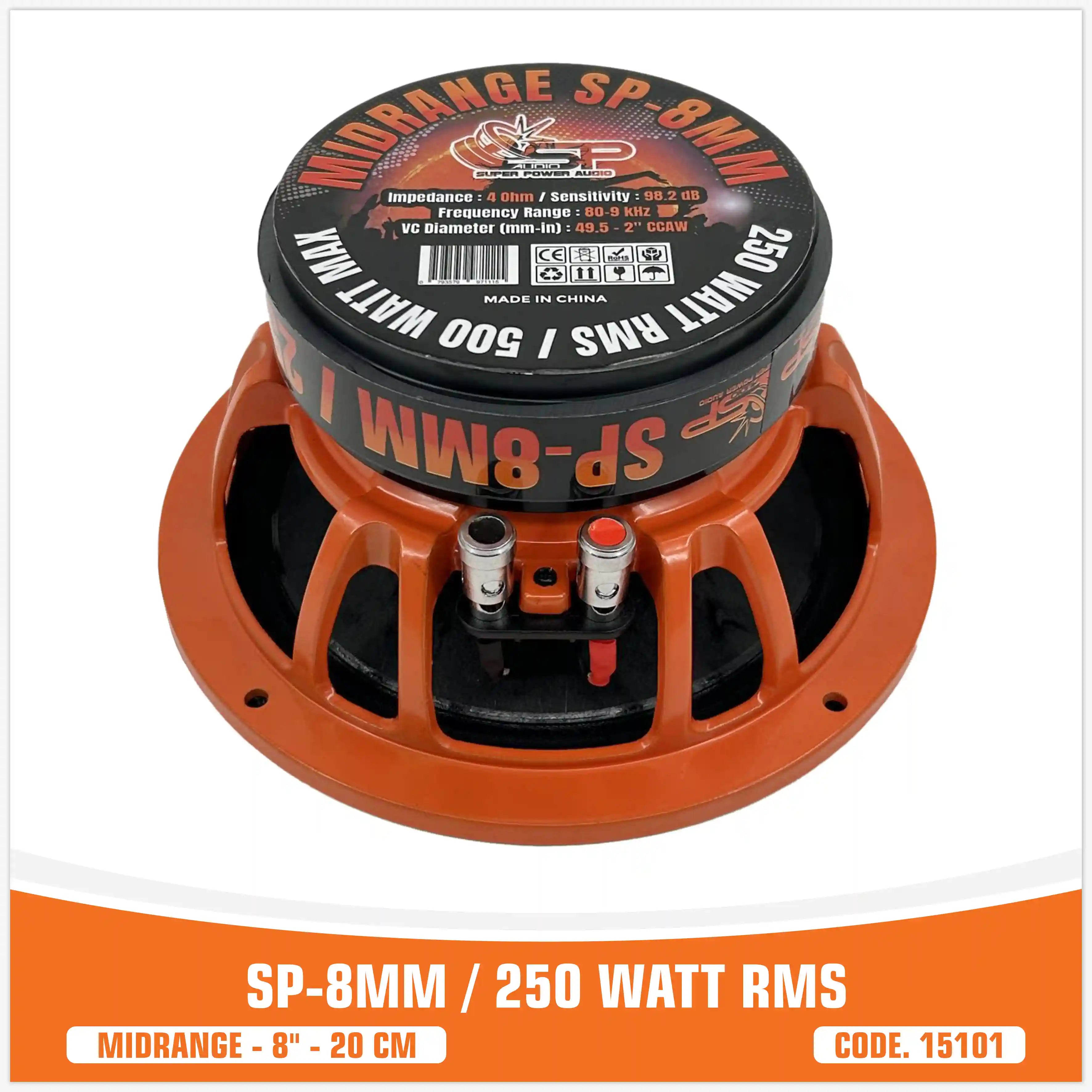 SP 8MM MEDIO RANGO EXTREMO 8"/20CM 250W RMS (PRECIO POR PAR) NUEVO MODELO 2025