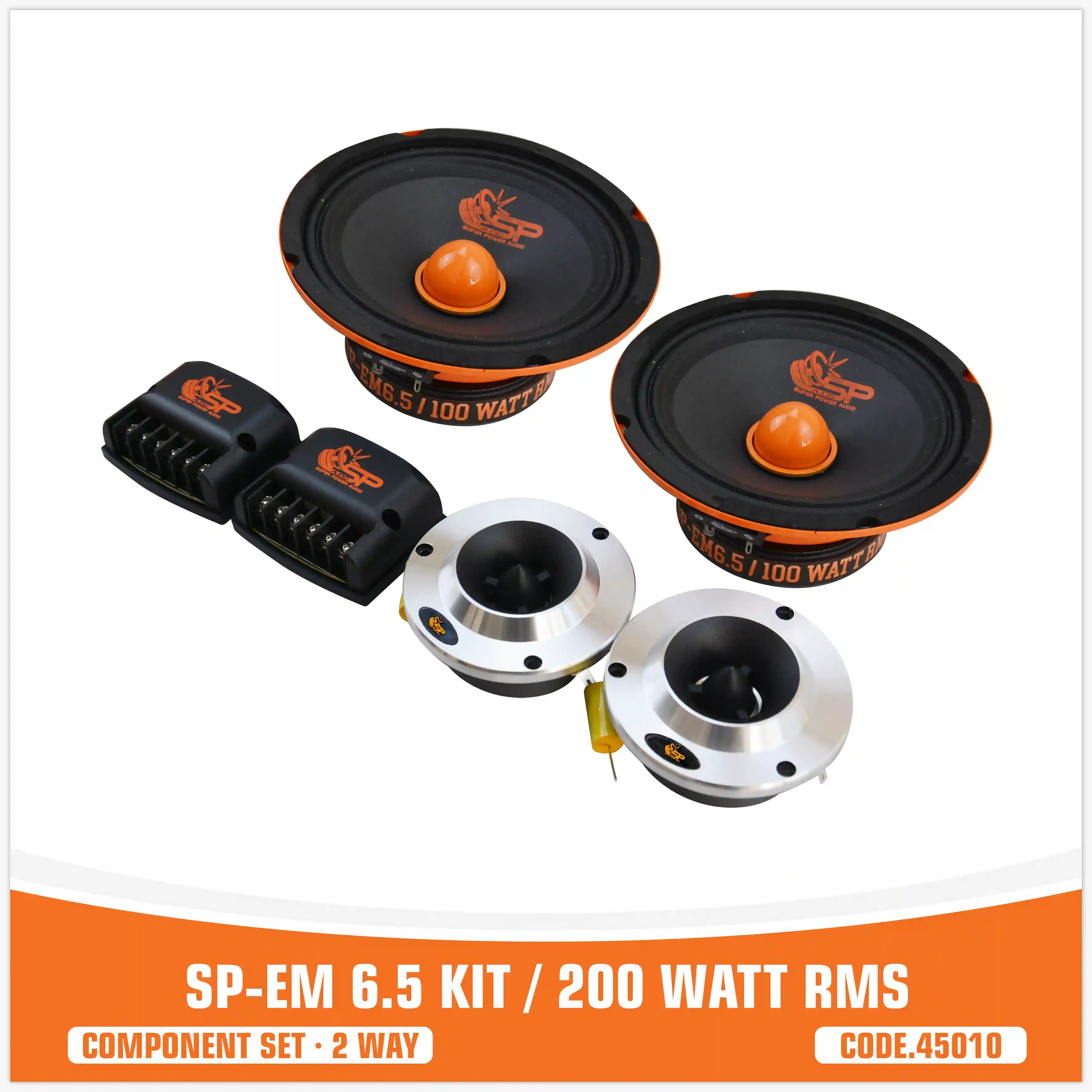 SP EM 6.5KIT 2 VÍAS 2 WOOFER +2 TW + 2 CROSS 200W RMS (PRECIO KIT)