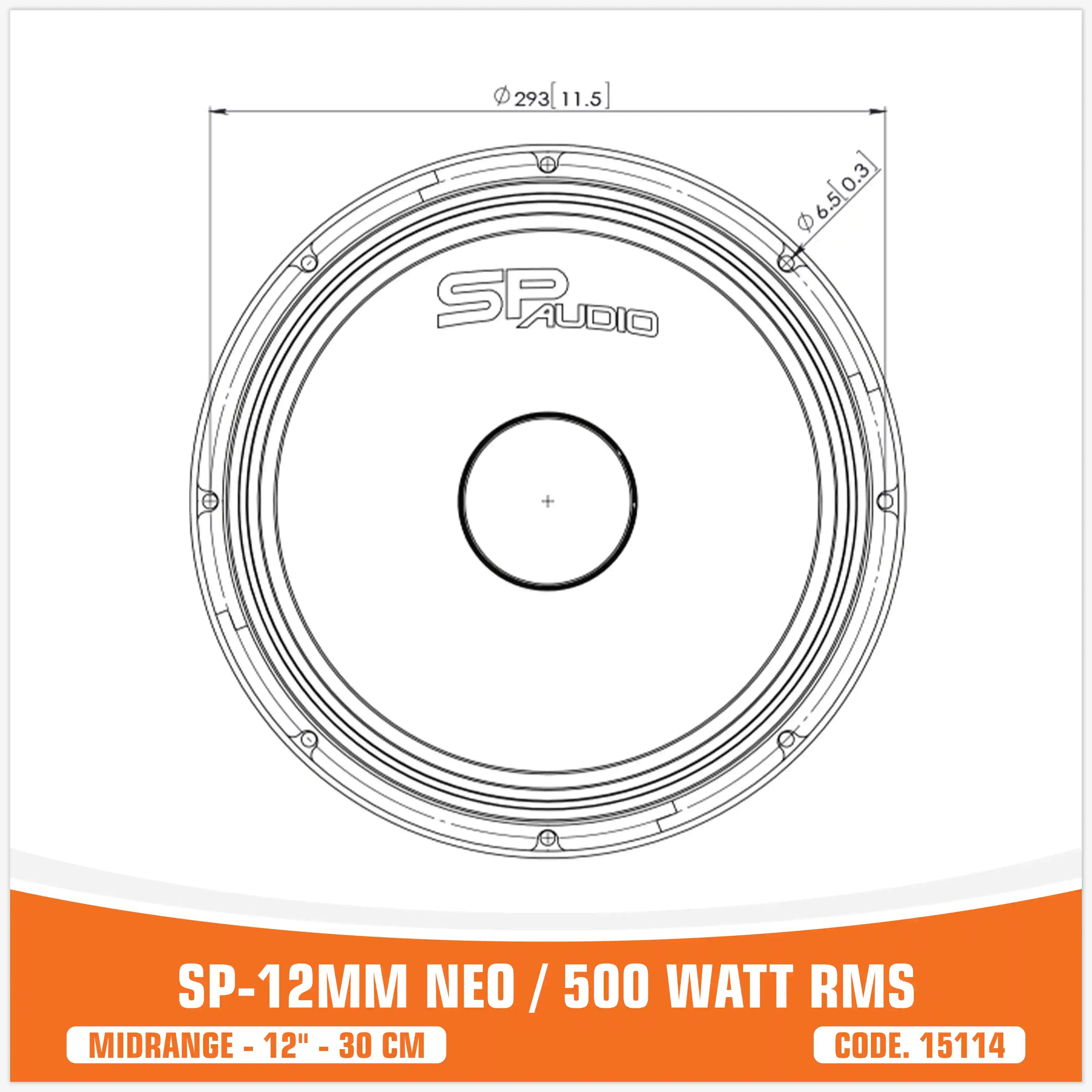 SP 12MM NEO MEDIO RANGO EXTREMO 12"/30CM NEO MAGNÉTICO 500W RMS (PRECIO UNITARIO)