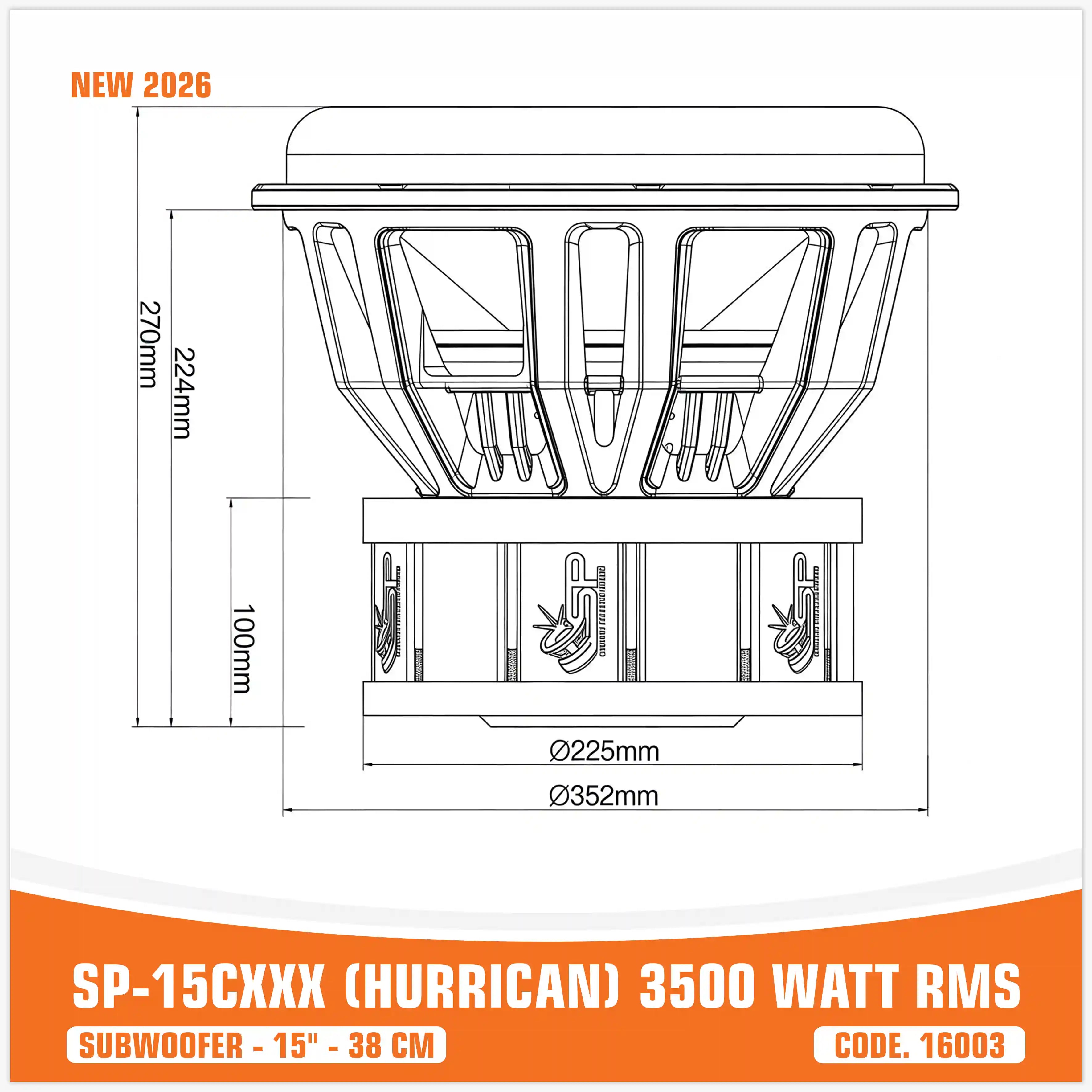 SP 15CXXX SUBWOOFER 15"/38CM BIG SORROUND 3500W RMS - NEW 2026 (UNIT PRICE)