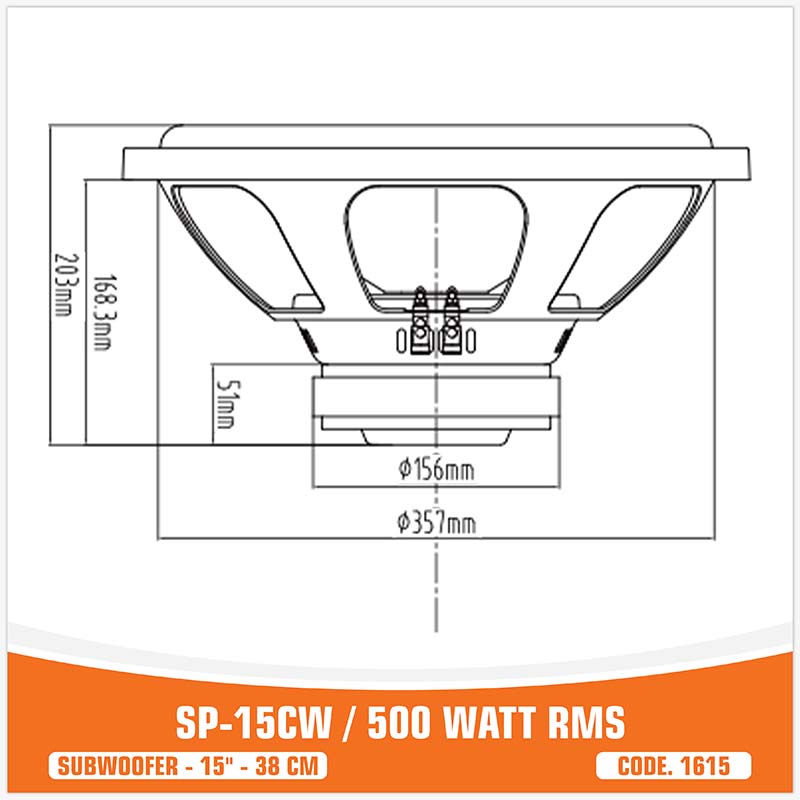 SP 15CW ENTRY LEVEL SUBWOOFER 15"/38CM 400W RMS (UNIT PRICE)