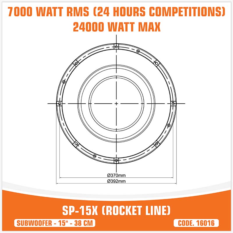 SP-15X (ROCKET LINE SUBWOOFER) 15"/38CM - 24000 WATT (UNIT PRICE)