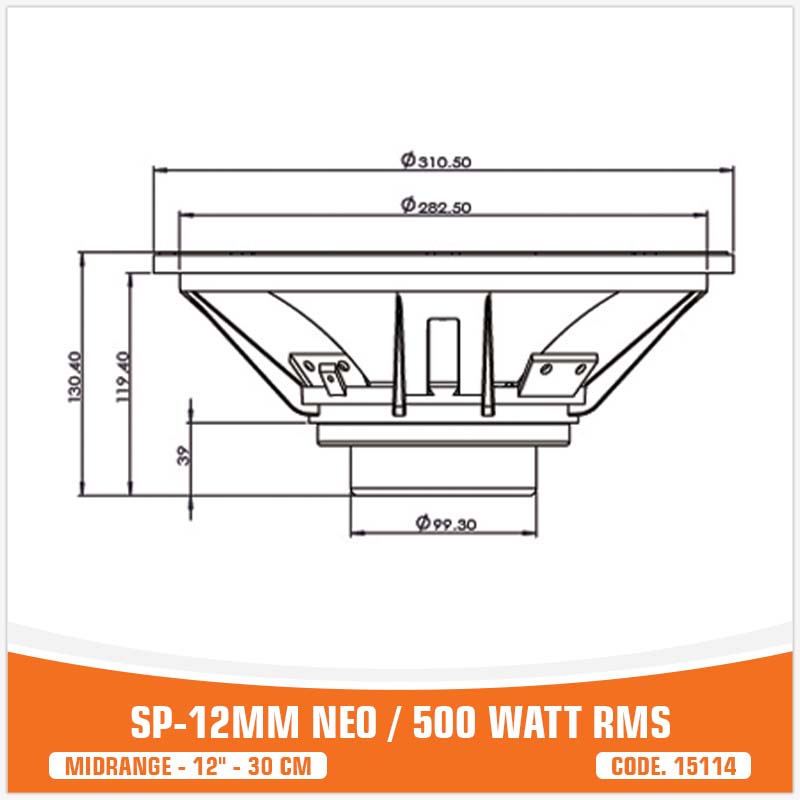 SP 12MM NEO MIDRANGE ESTREMO 12"/30CM MAGNETE NEODIMIO 500W RMS (PREZZO UNITARIO)