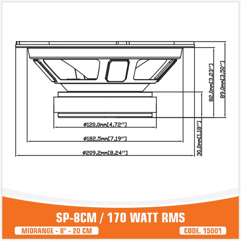 SP 8CM MIDRANGE BEST SELLER 8"/20CM 150W RMS (PAIR PRICE)