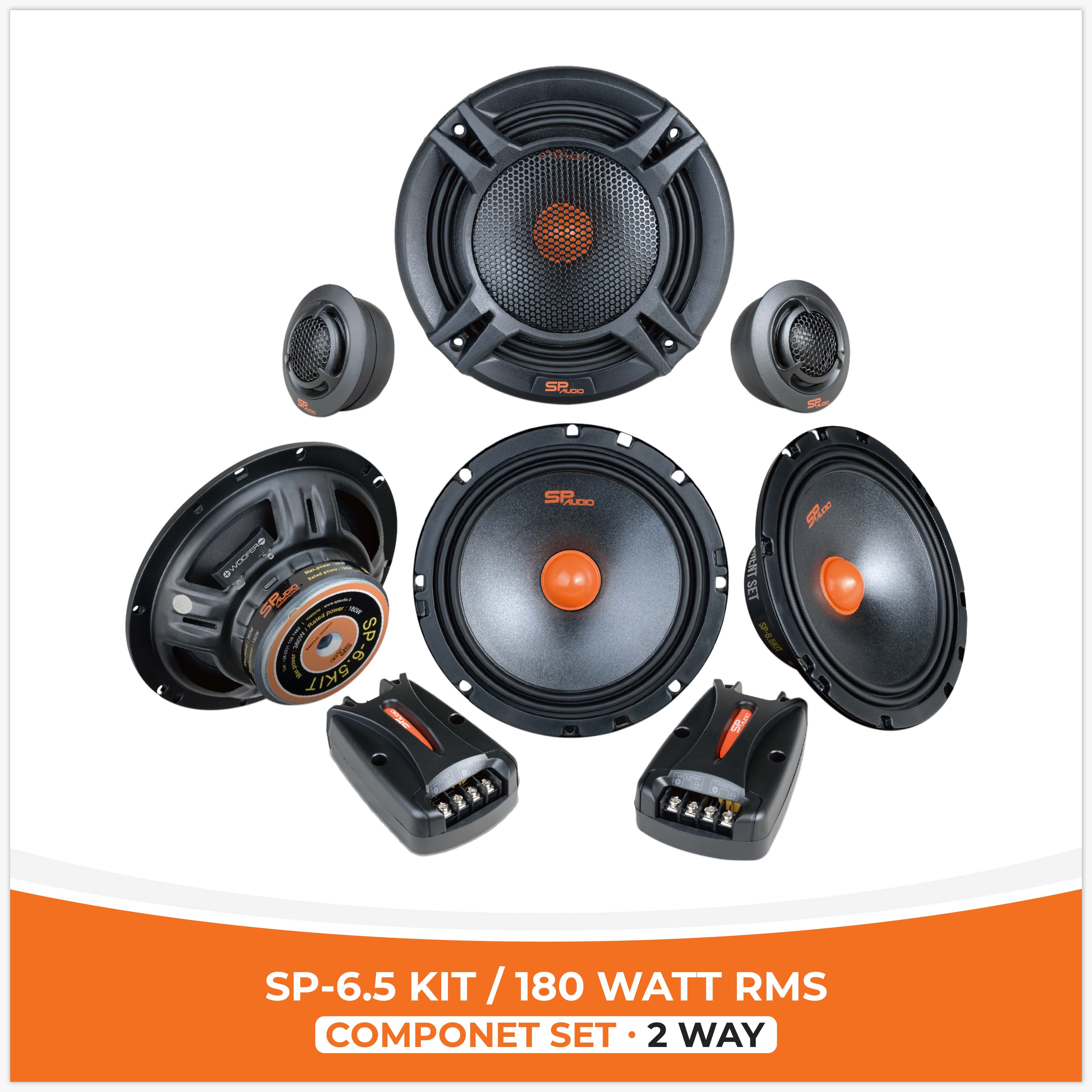 SP 6.5 KIT . 2 WAY 2 WOOFER +2 TW + 2 CROSS 180W RMS (KIT PRICE)