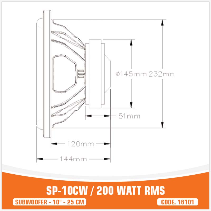 SP 10CW ENTRY LEVEL SUBWOOFER 10"/25CM 200W RMS (UNIT PRICE)