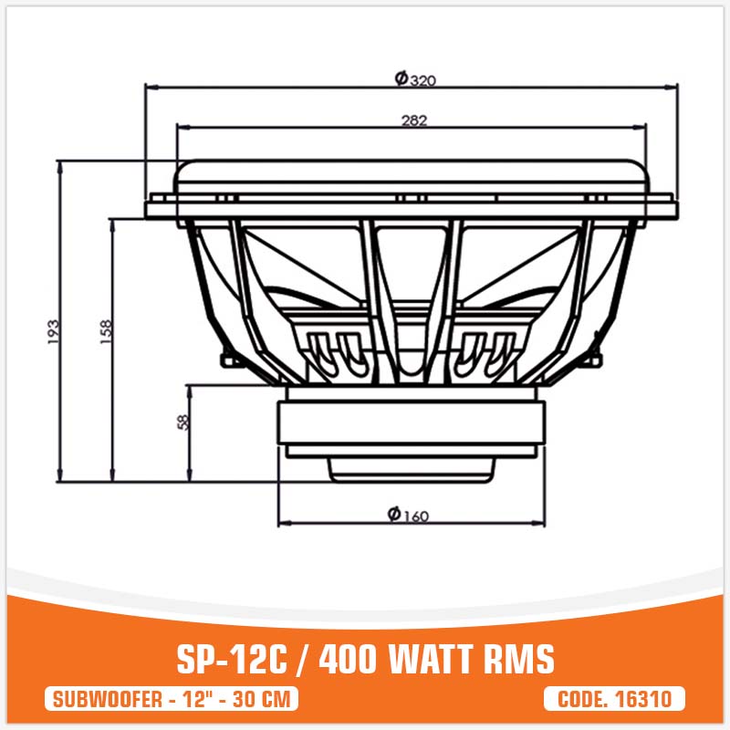 SP 12C SUBWOOFER 12"/30CM 400W RMS (UNIT PRICE)