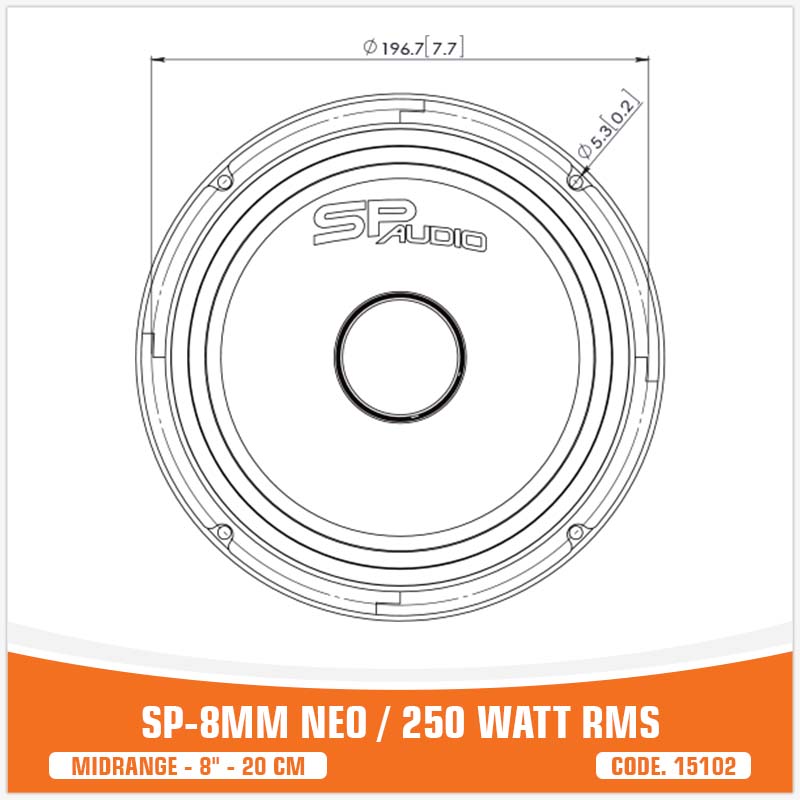 SP 8MM NEO MIDRANGE EXTREME 8"/20CM NEO MAGNET 250W RMS ( UNIT PRICE)