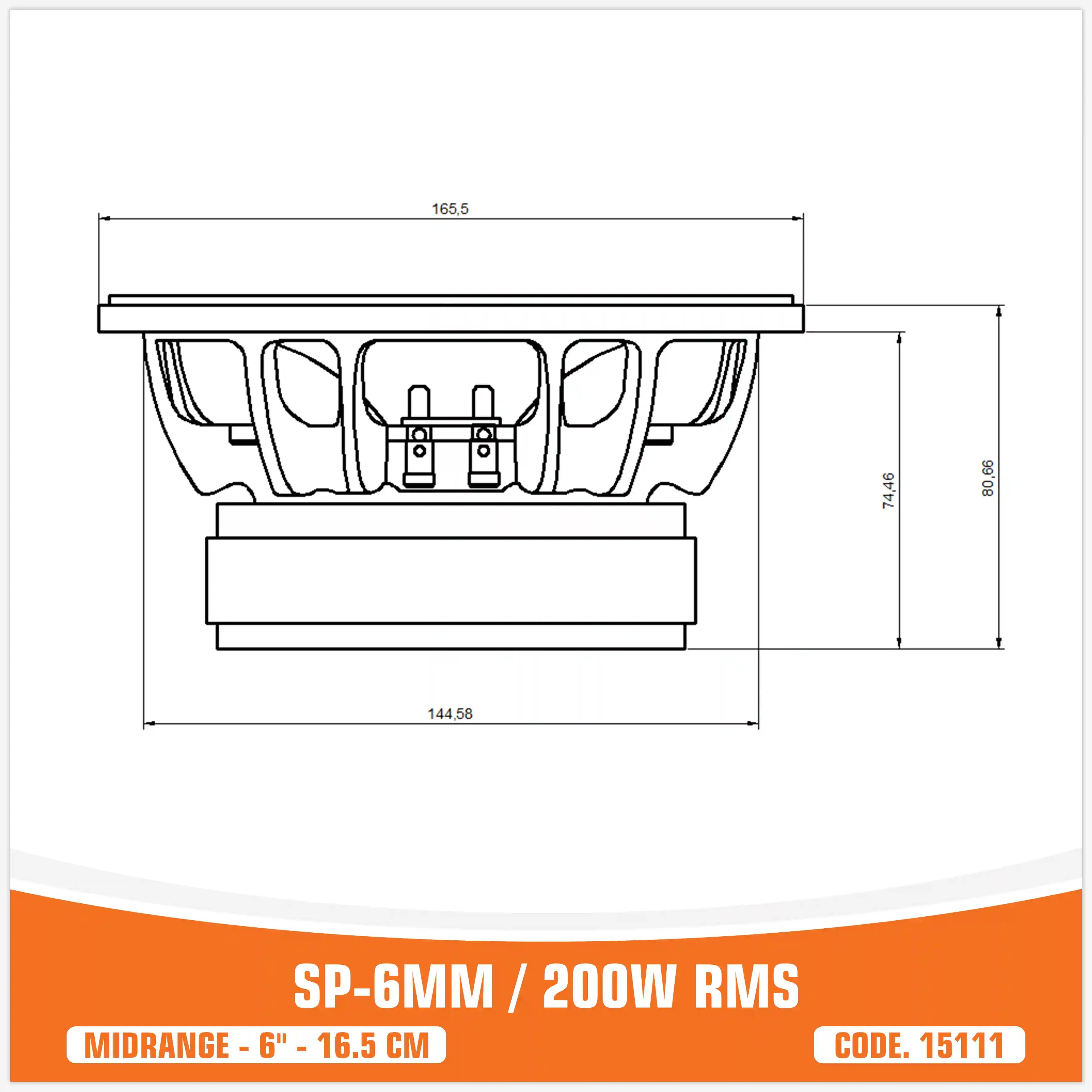 SP 6MM MIDRANGE EXTREME 6,5"/16,5CM 200W RMS (PAIR PRICE) NEW MODEL 2025