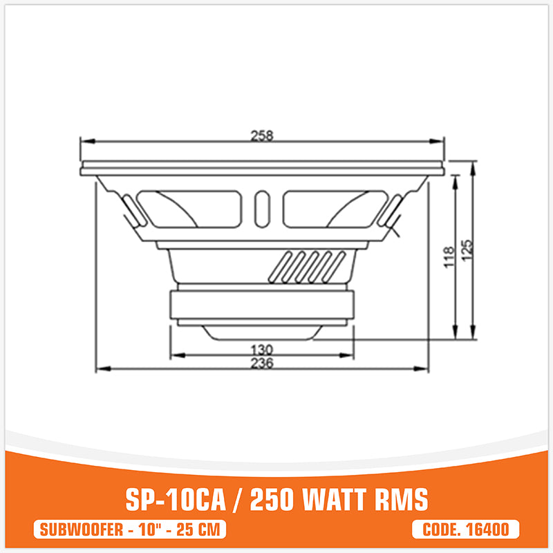 SP 10CA ENTRY LEVEL SUBWOOFER 10"/25CM 250W RMS (UNIT PRICE)
