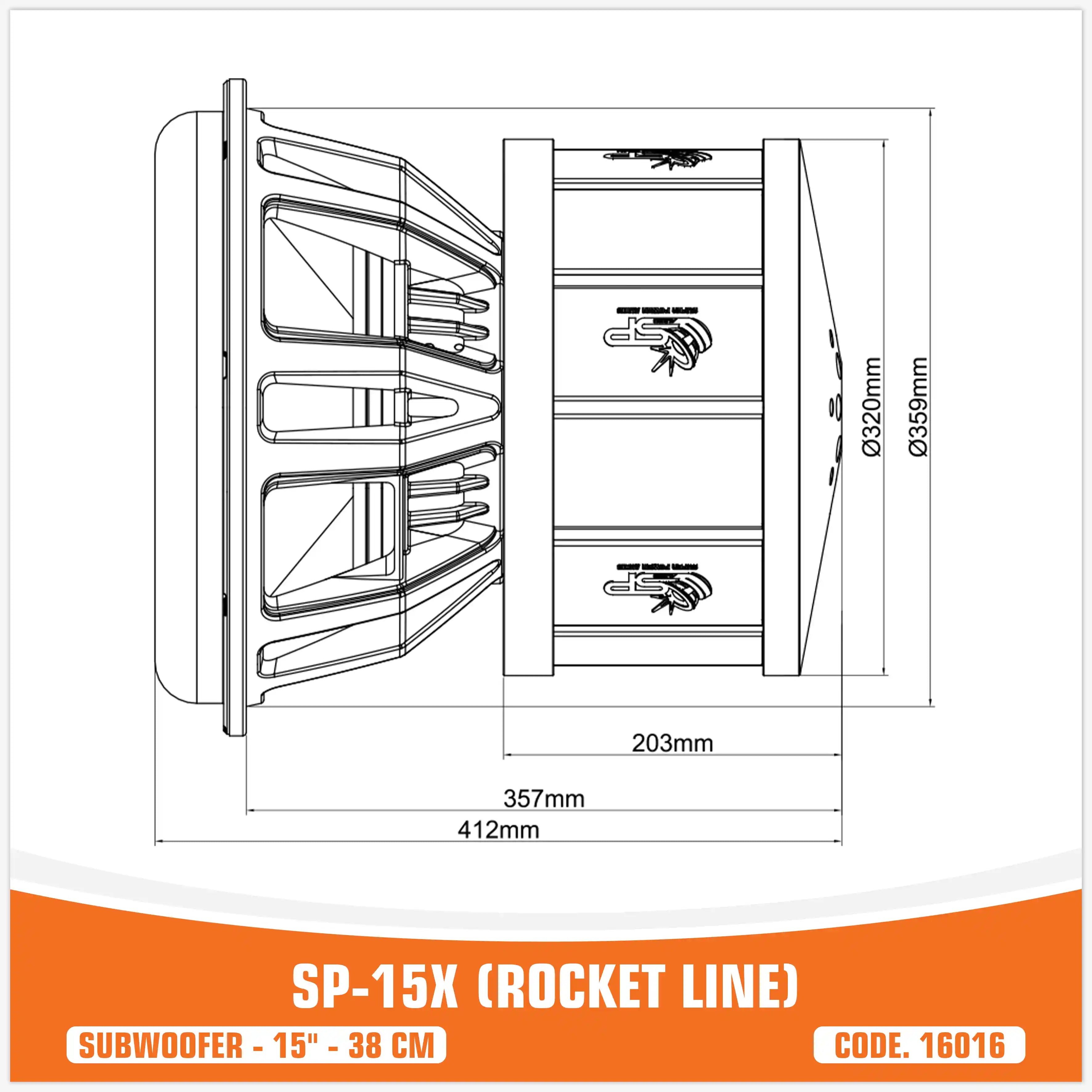 SP-15X (ROCKET LINE SUBWOOFER) 15"/38CM - 24000 WATT (UNIT PRICE)