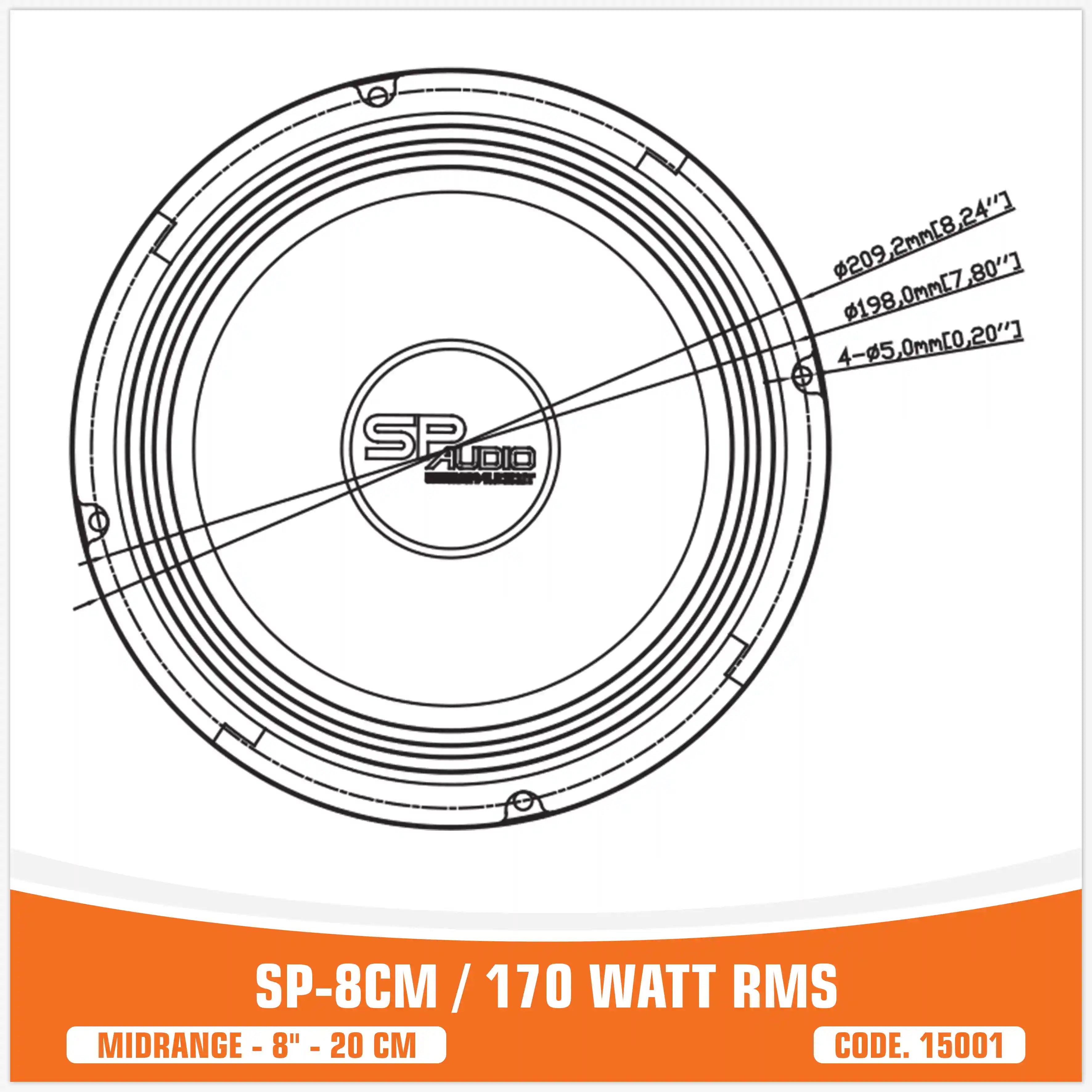 (8CM   میدرنج)
 (8"/ 20CM)
(150W RMS)
(قیمت جفت)