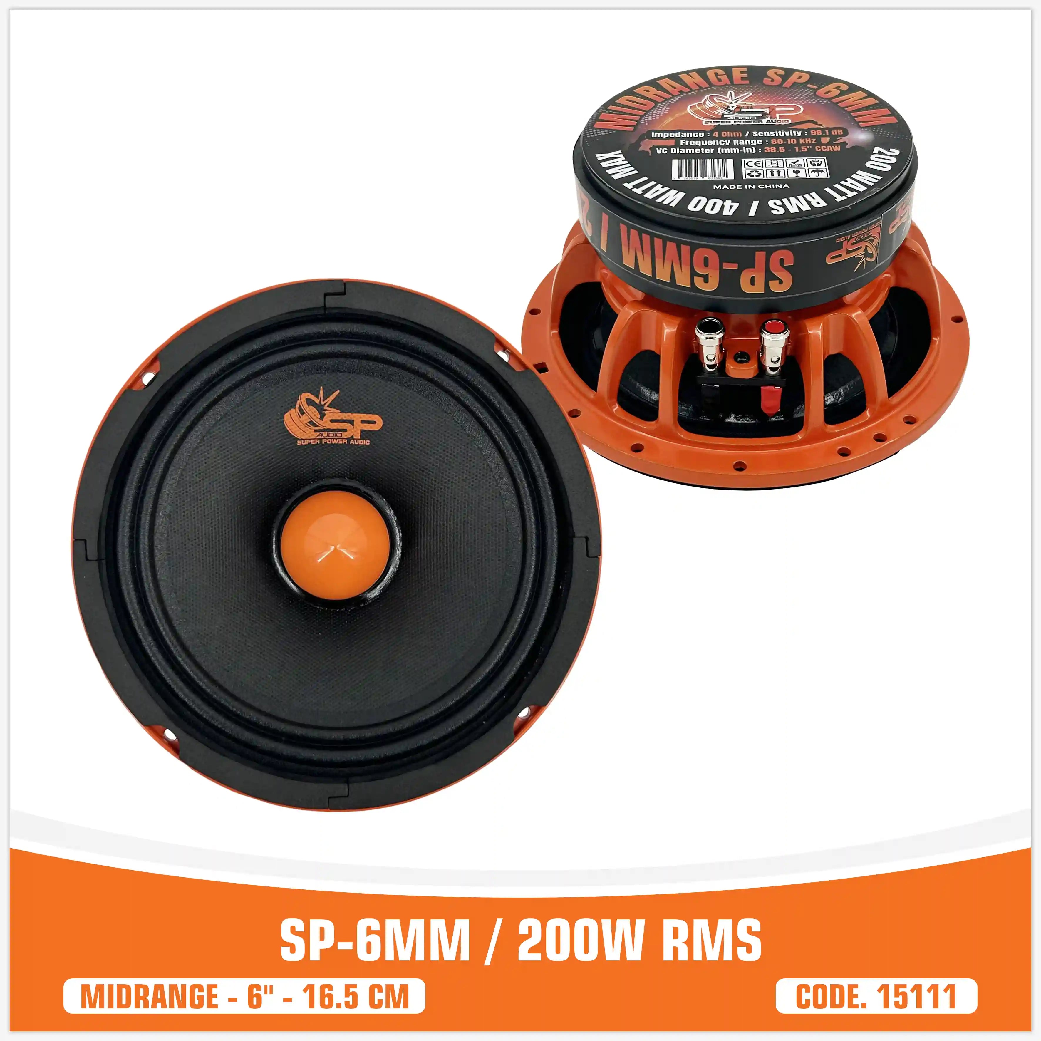  SP 8MM HAUT-PARLEUR BAS MEDIUM EXTRÊME 6,5"/16,5CM 200W RMS (PRIX DE LA PAIRE)
