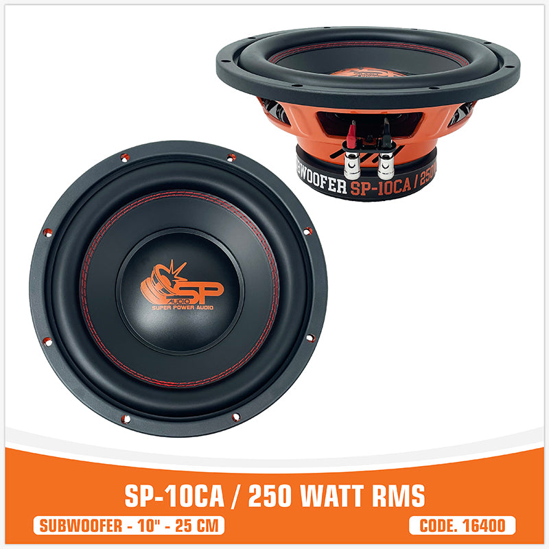 Subwoofer SP Audio SP-10CA Da 10 Pollici (25 Cm) - 250W RMS, 4 Ohm, Bobina Singola, Per Auto, Con Accessori Omaggio