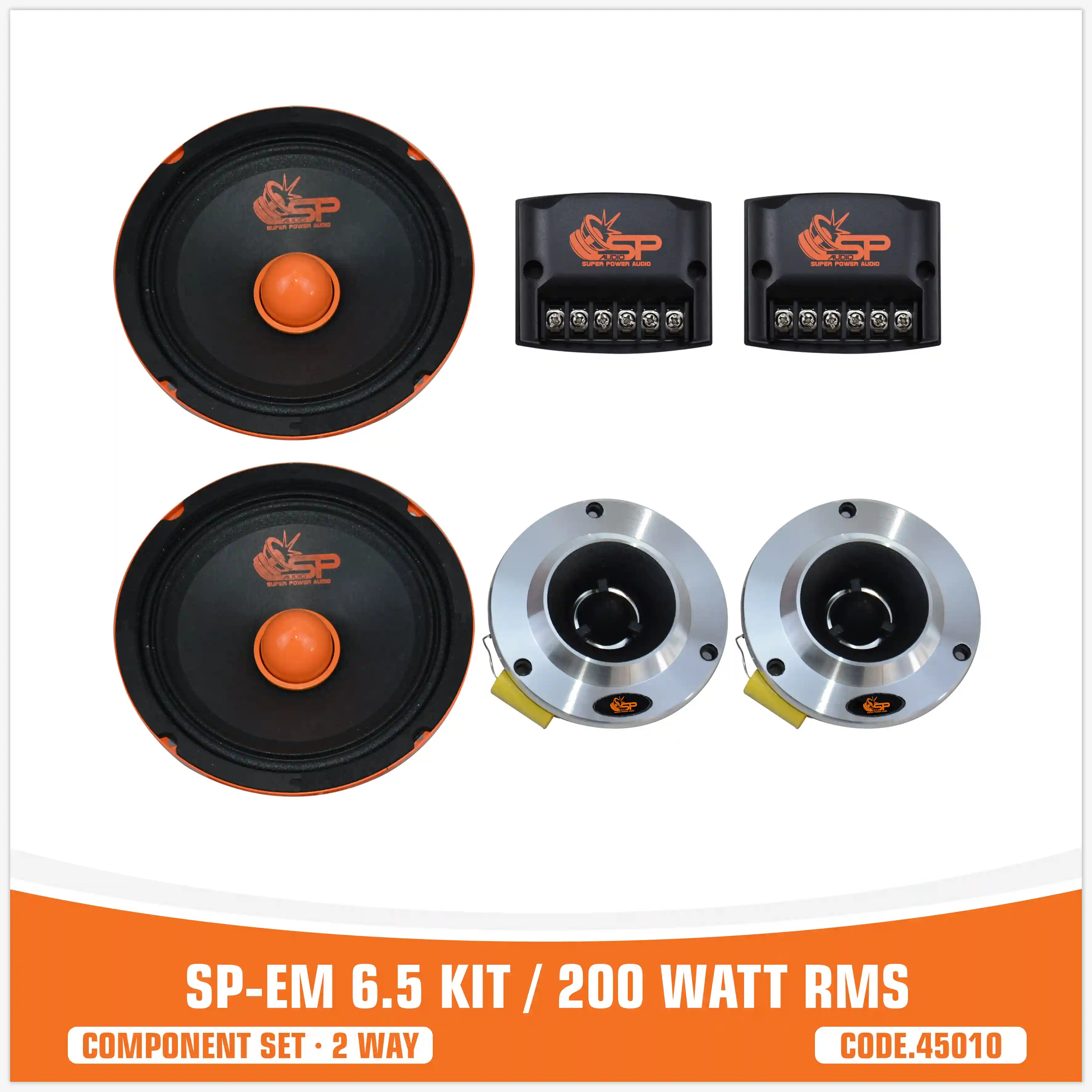 SP EM 6.5KIT 2 WAY 2 WOOFER +2 TW + 2 CROSS 200W RMS (KIT PRICE)