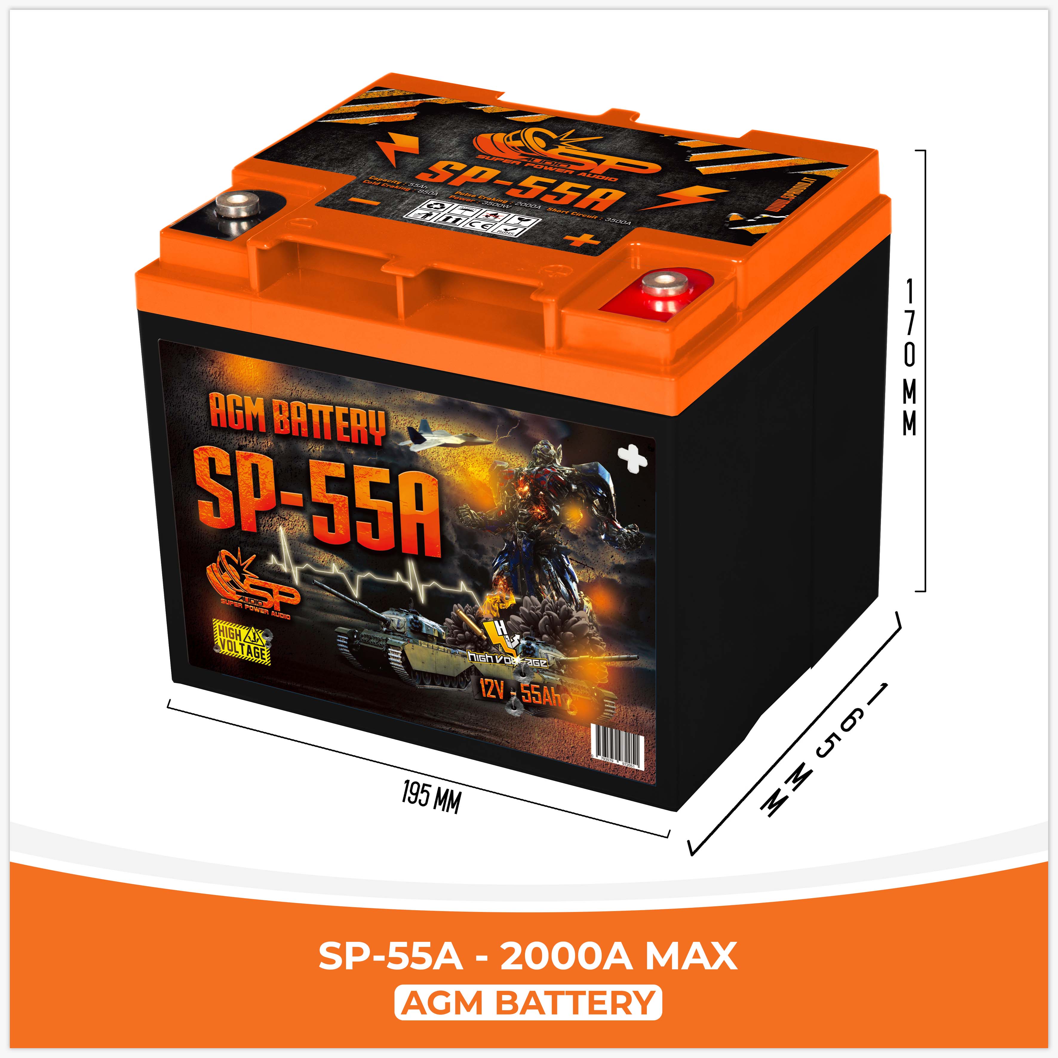 SP-55A AGM BATERÍA LARGA DURABILIDAD (PRECIO UNITARIO)