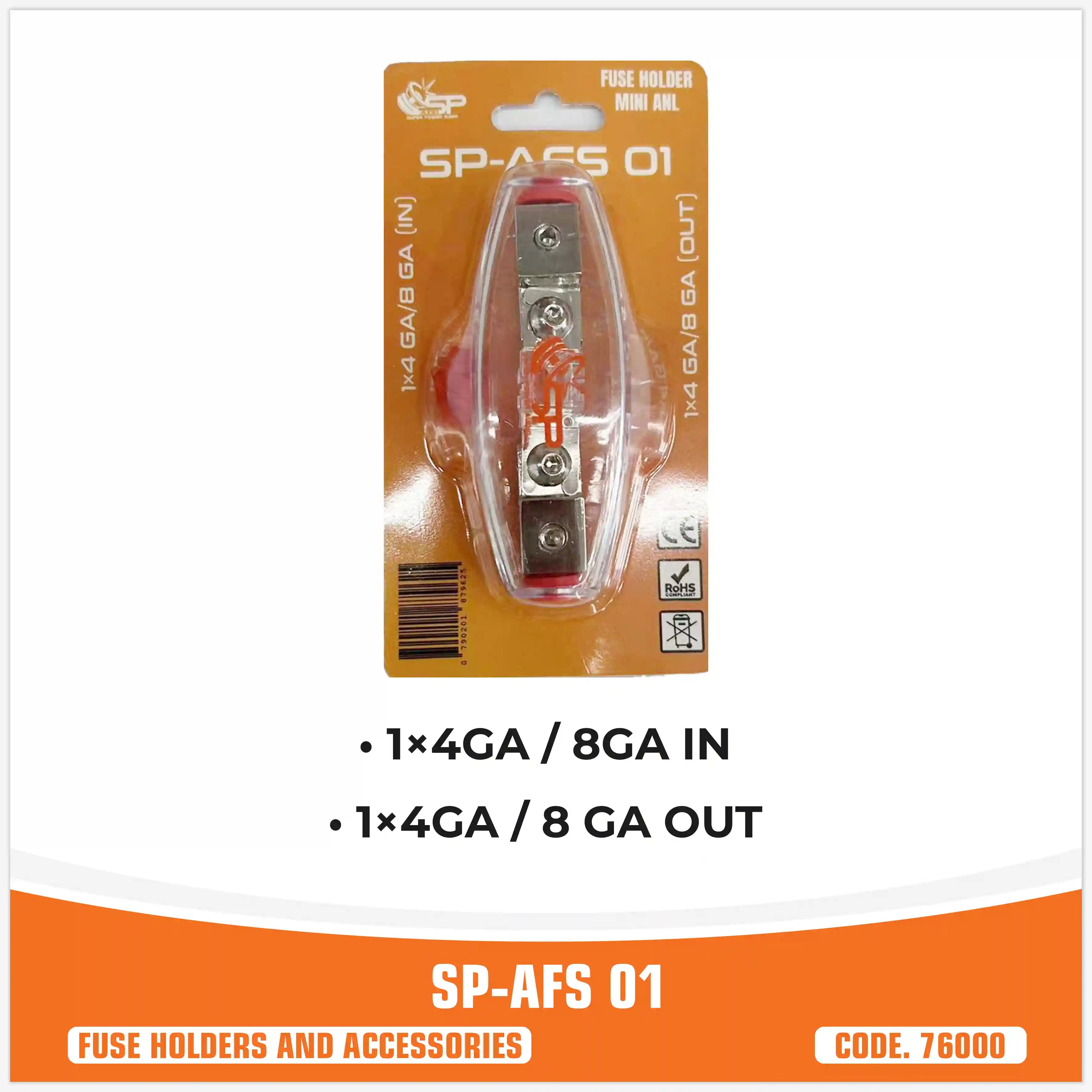 SP AFS 01  FUSEHOLDER MINI ANL 1x4GA/8GA IN + 1x4/8 GA  OUT