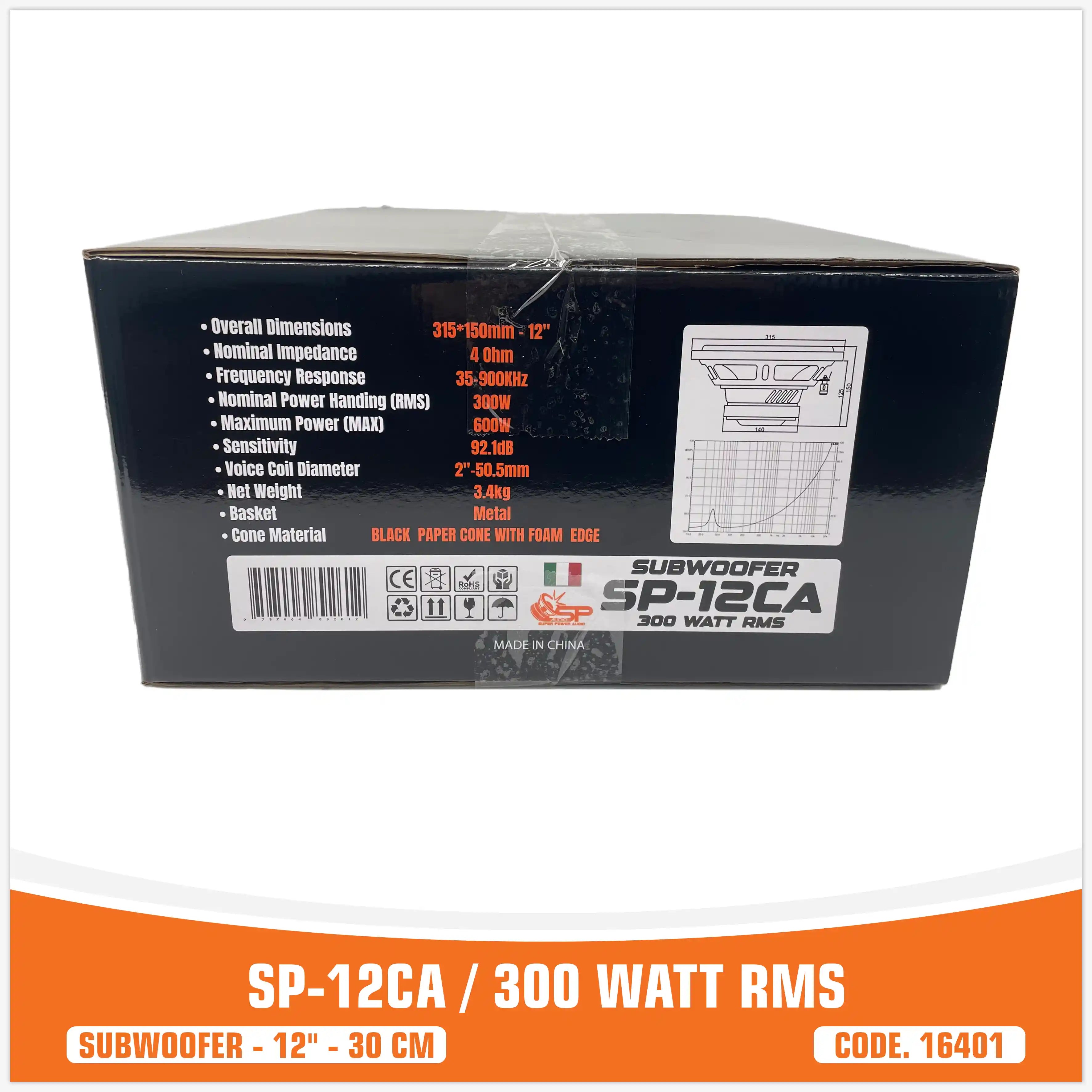 SP 12CA ENTRY LEVEL SUBWOOFER 12"/30CM 300W RMS (UNIT PRICE)