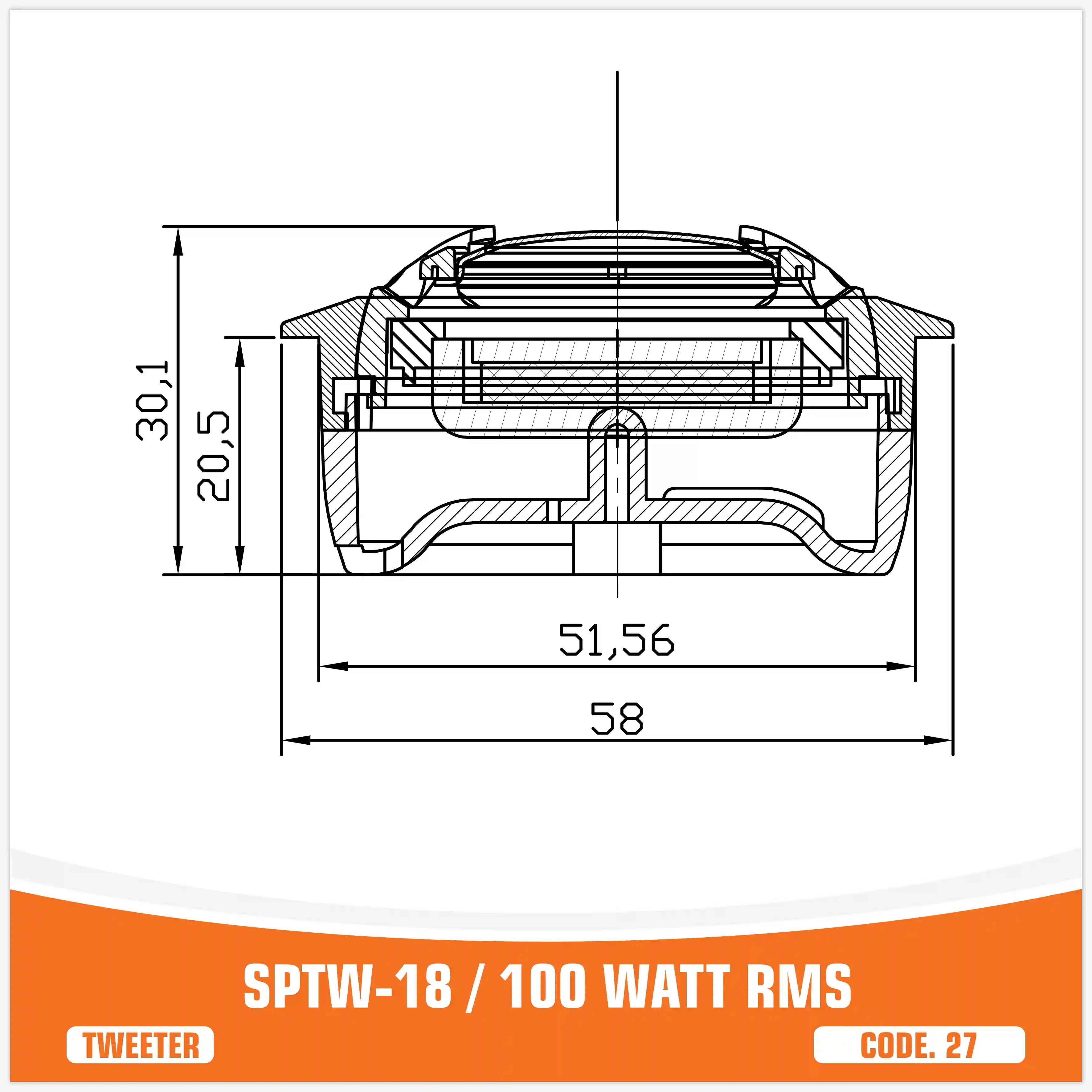 SP TW 18 SET NORMAL TWEETER 100W RMS / 200 WATT MAX  (PAIR PRICE)