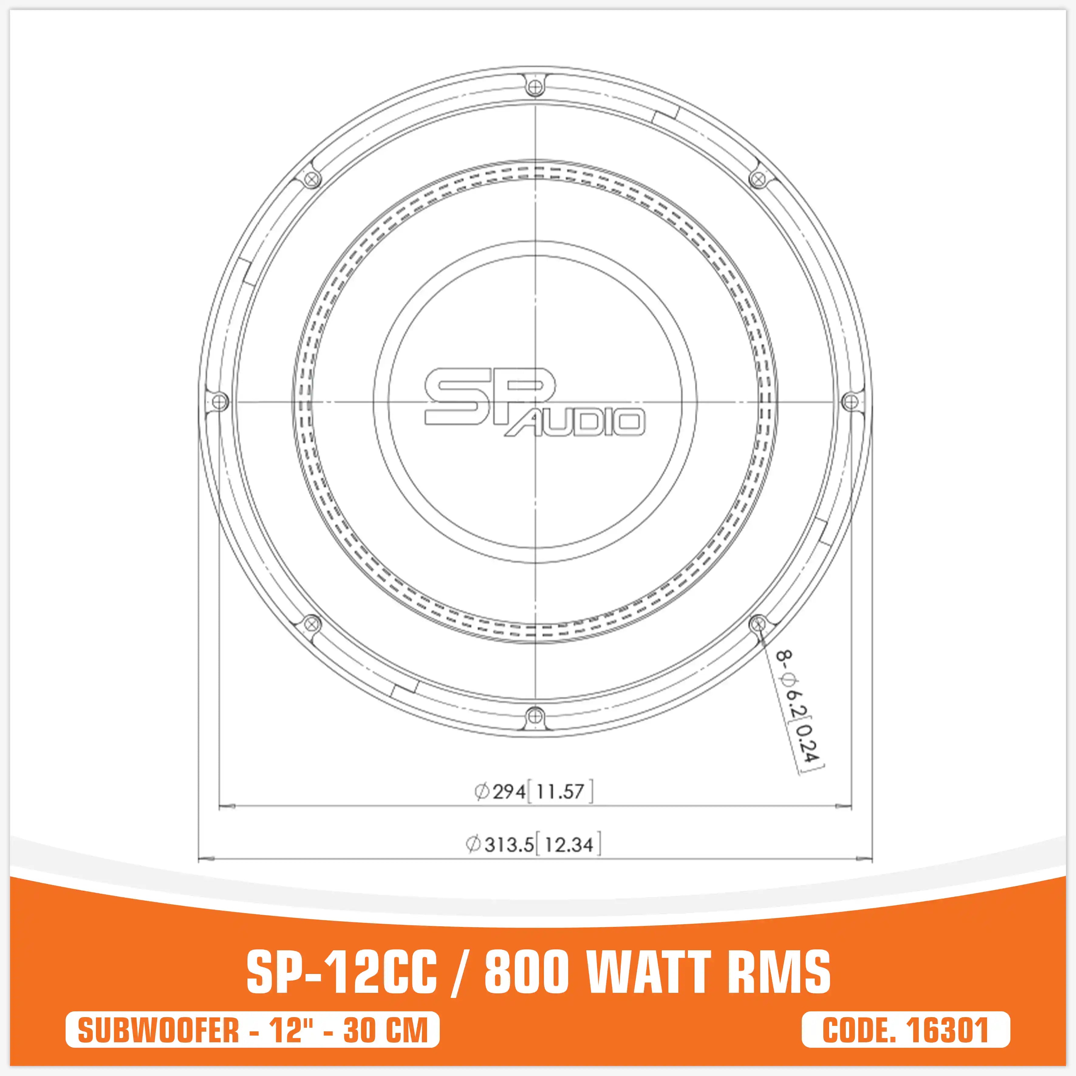 (SP-12CC  ساب ووفر)
(12" / 30CM)
  (800W RMS)
(قیمت تک)