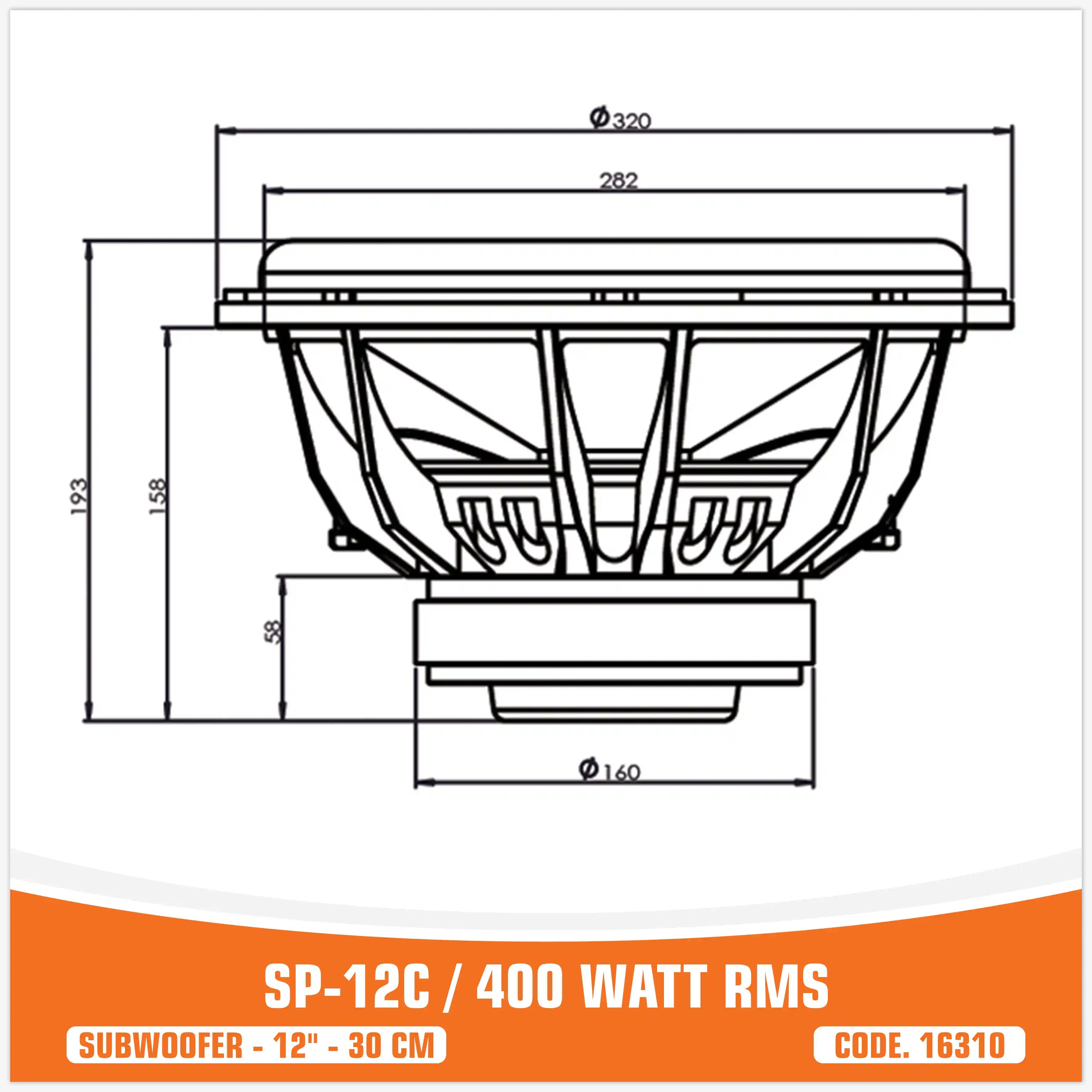   (SP-12C  ساب ووفر)  (12"/ 30cm)   (400W RMS)(قیمت تک)